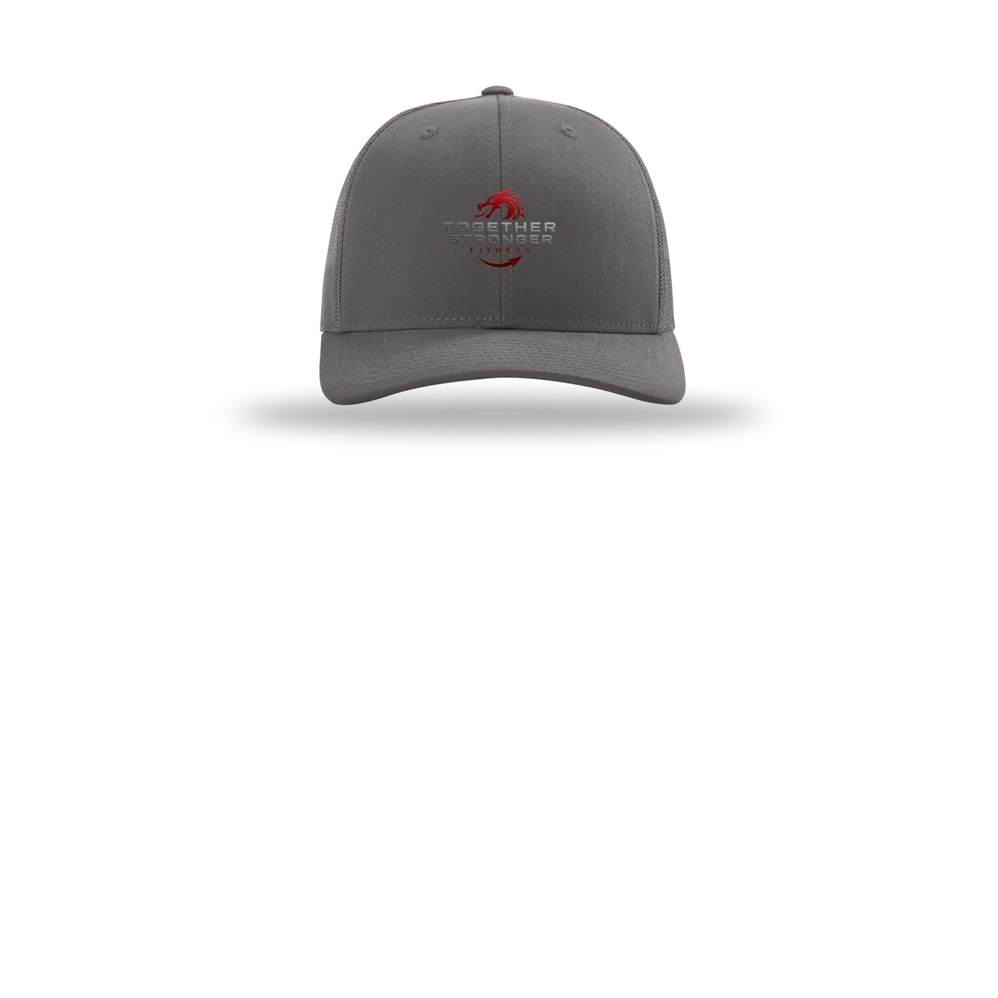 togetherstrongerfitness-richardson-trucker-cap-embroidery-capfront-R112-charcoal-flat-front
