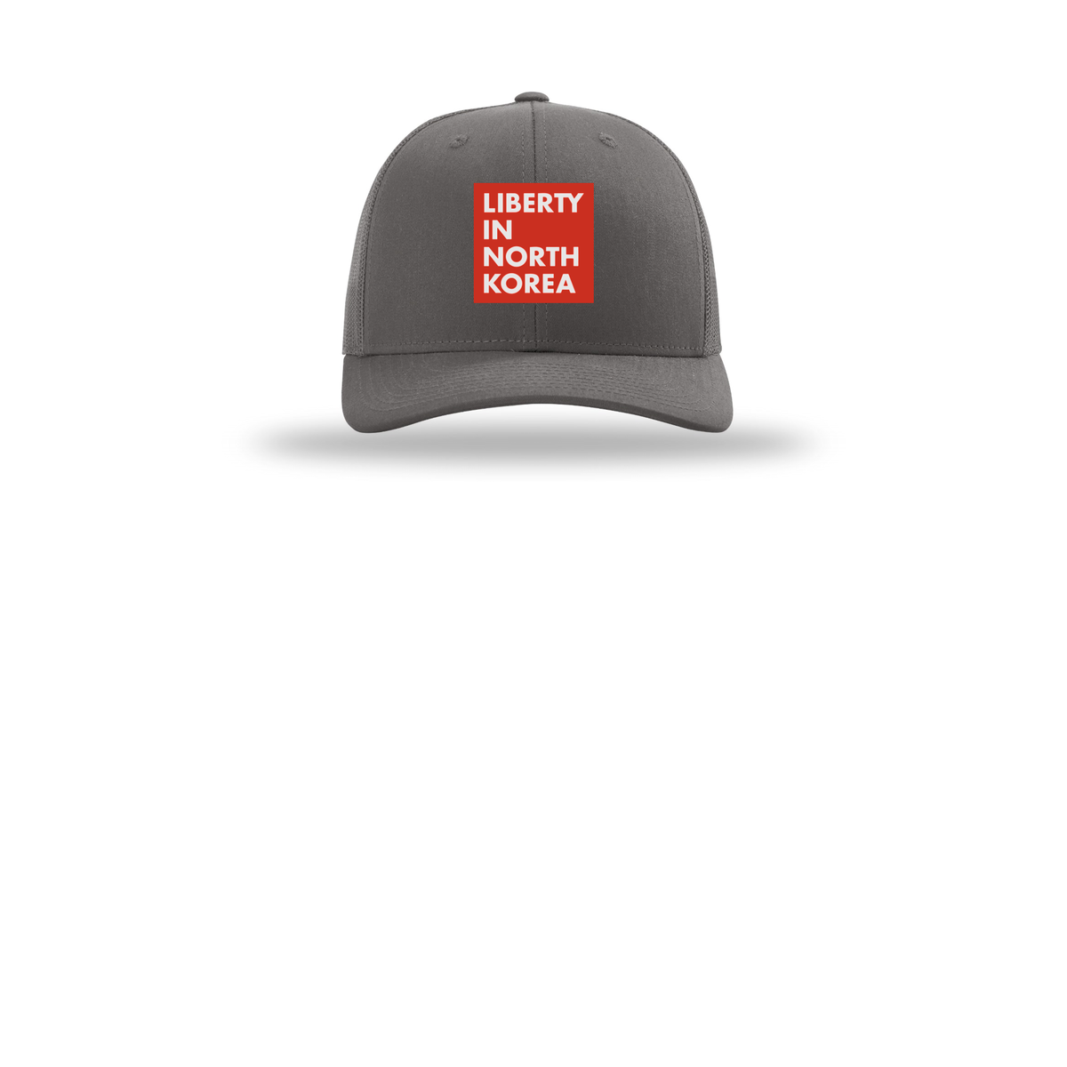 libertyinnorthkorea-richardson-trucker-cap-embroidery-capfront-R112-charcoal-flat-front