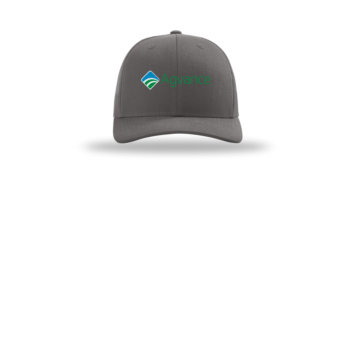 agvance-richardson-trucker-cap-embroidery-capfront-R112-charcoal-flat-front