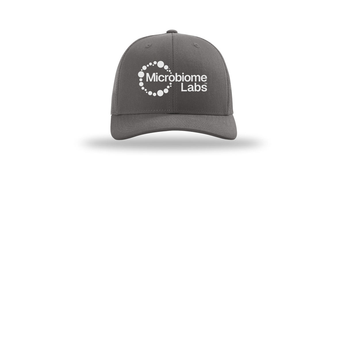 microbiomelabs-richardson-trucker-cap-embroidery-capfront-R112-charcoal-flat-front