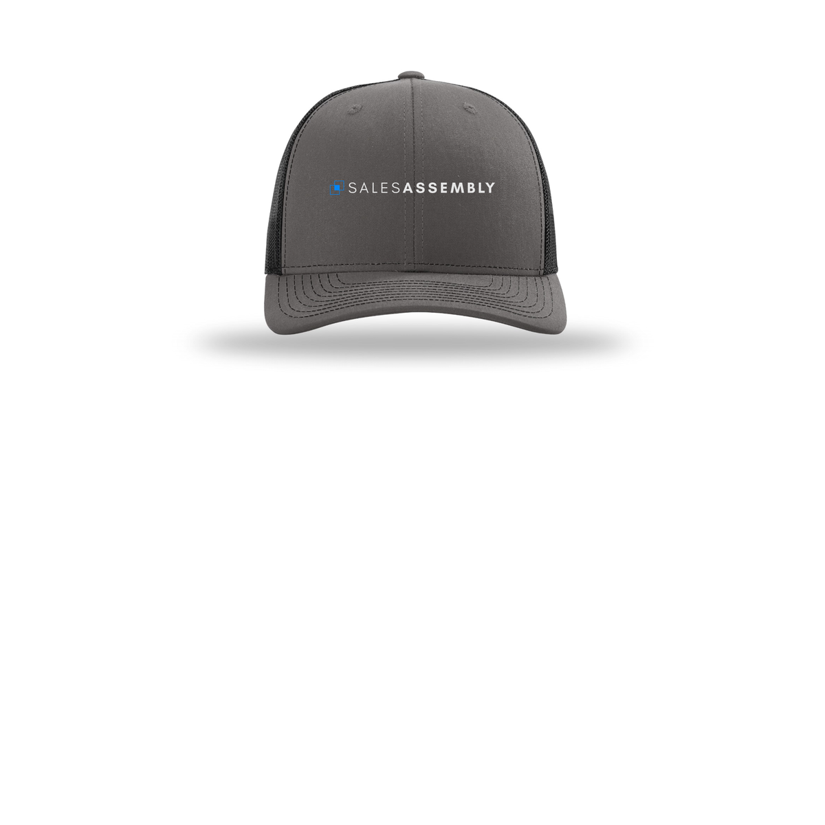 salesassembly-richardson-trucker-cap-embroidery-capfront-R112-charcoalblack-flat-front