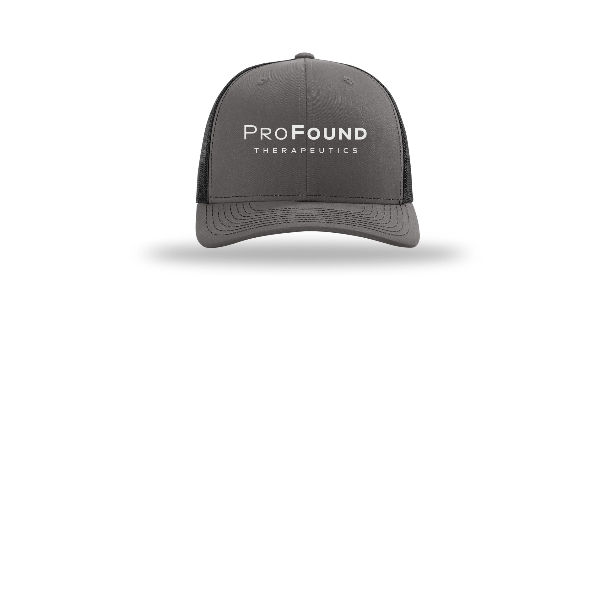 profoundtx-richardson-trucker-cap-embroidery-capfront-R112-charcoalblack-flat-front