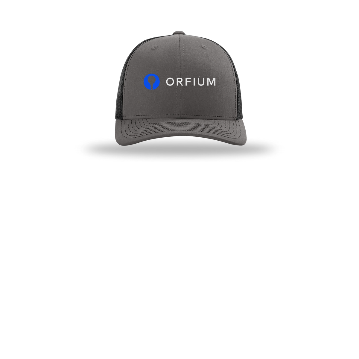 orfium-richardson-trucker-cap-embroidery-capfront-R112-charcoalblack-flat-front