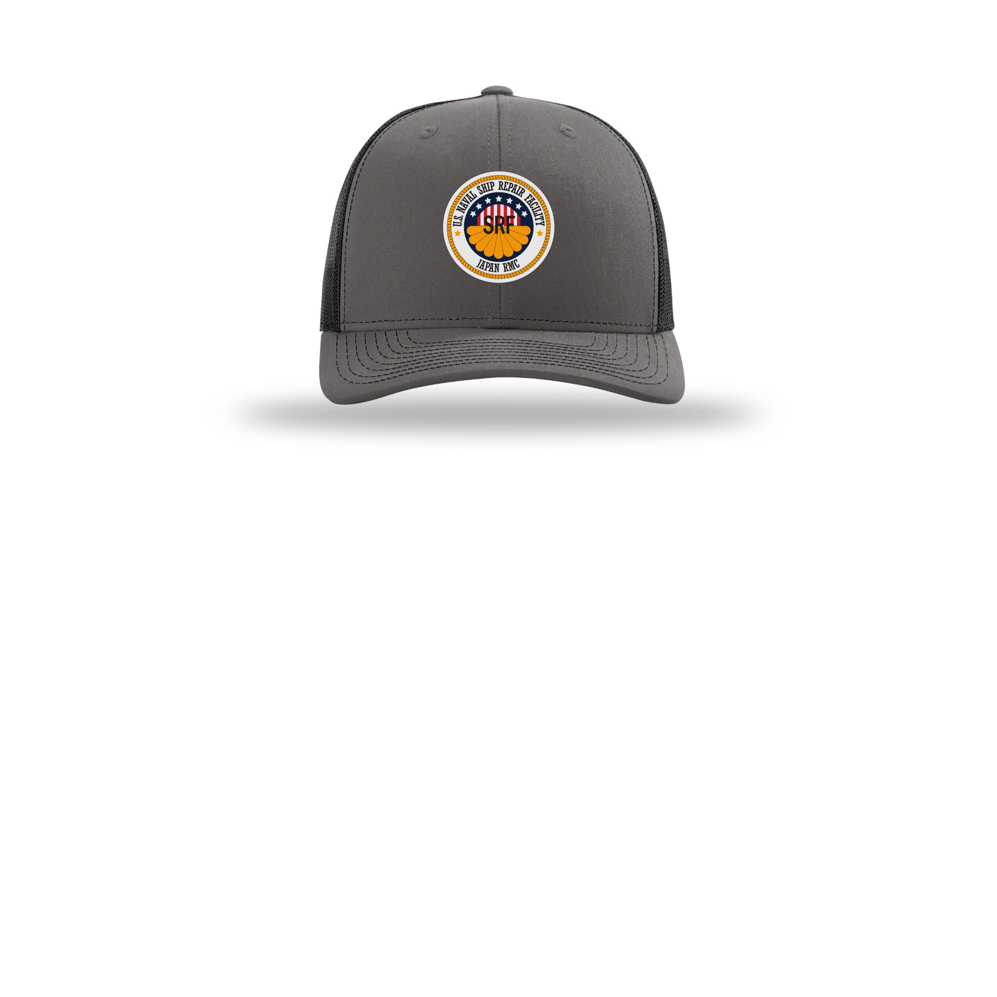 srf-jrmc-richardson-trucker-cap-embroidery-capfront-R112-charcoalblack-flat-front