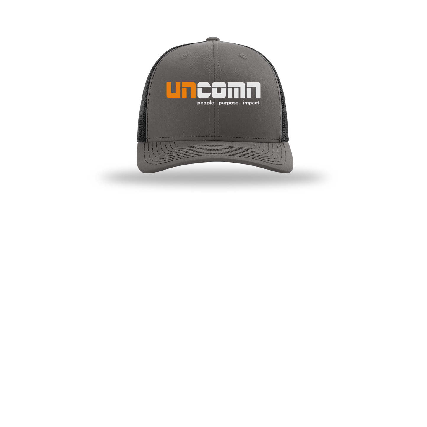 uncomn-richardson-trucker-cap-embroidery-capfront-R112-charcoalblack-flat-front
