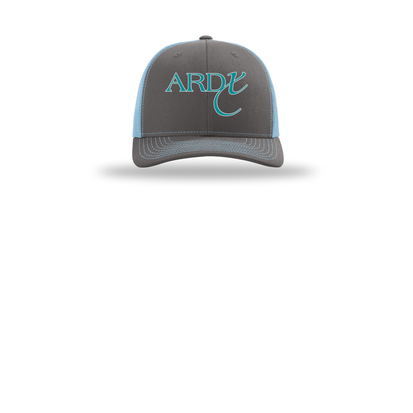 ardx-richardson-trucker-cap-embroidery-capfront-R112-charcoalcolumbiablue-flat-front