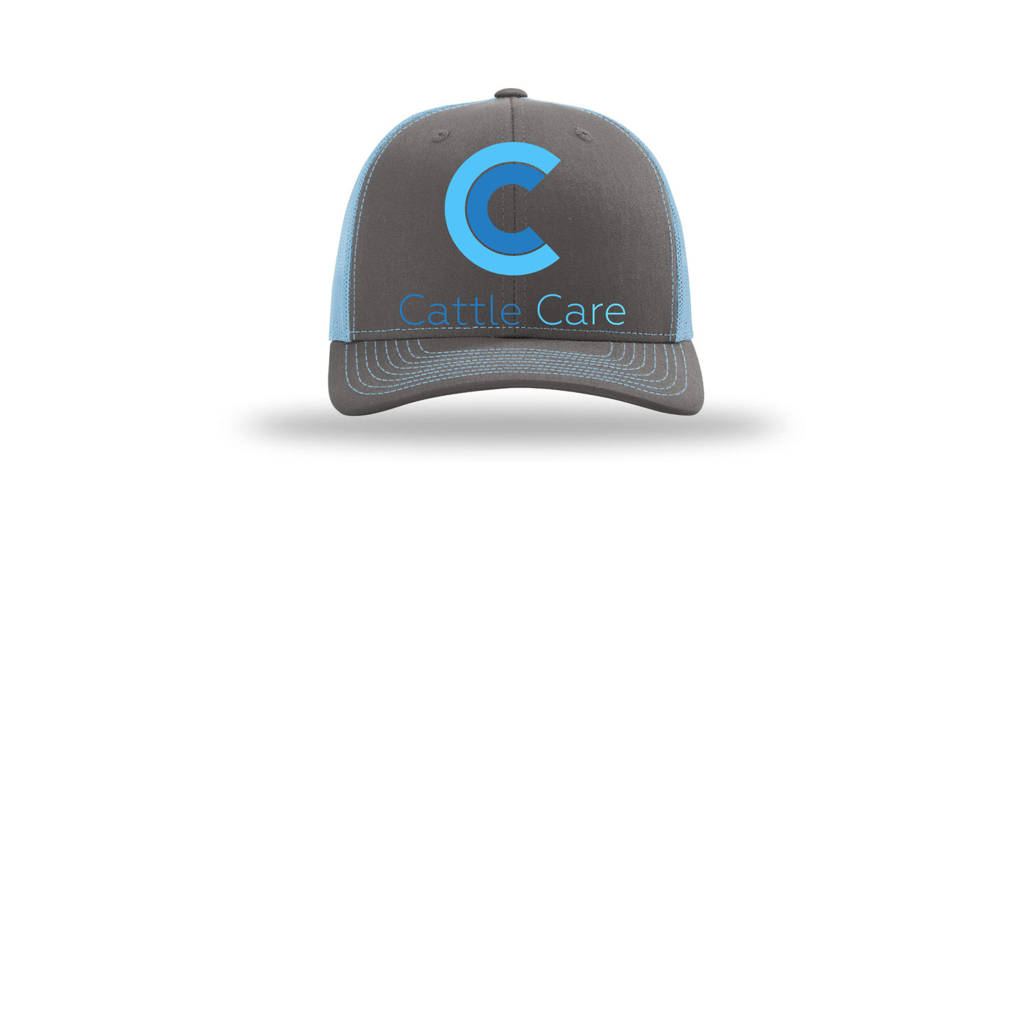cattle-care-richardson-trucker-cap-embroidery-capfront-R112-charcoalcolumbiablue-flat-front