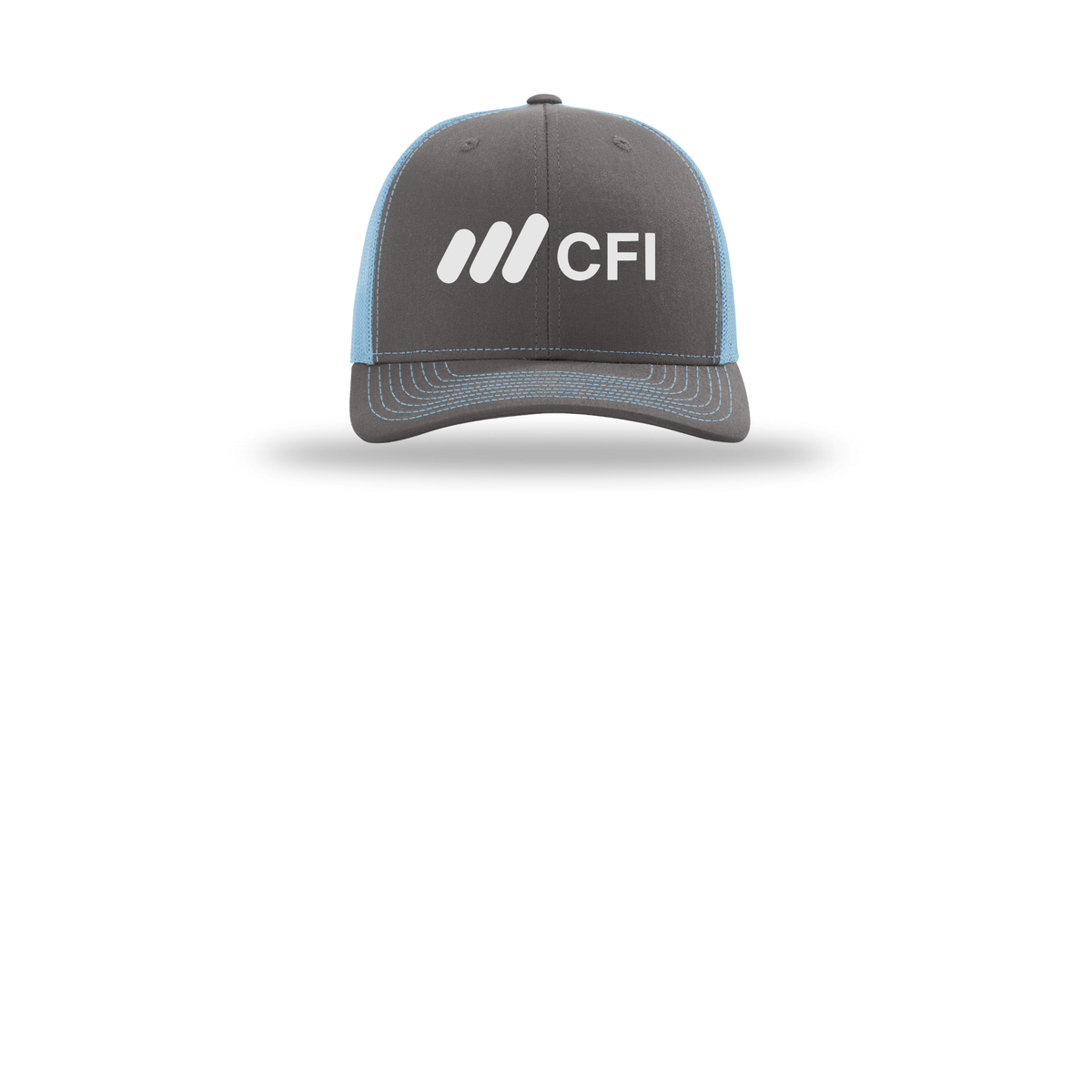 corporatefinanceinstitute-richardson-trucker-cap-embroidery-capfront-R112-charcoalcolumbiablue-flat-front