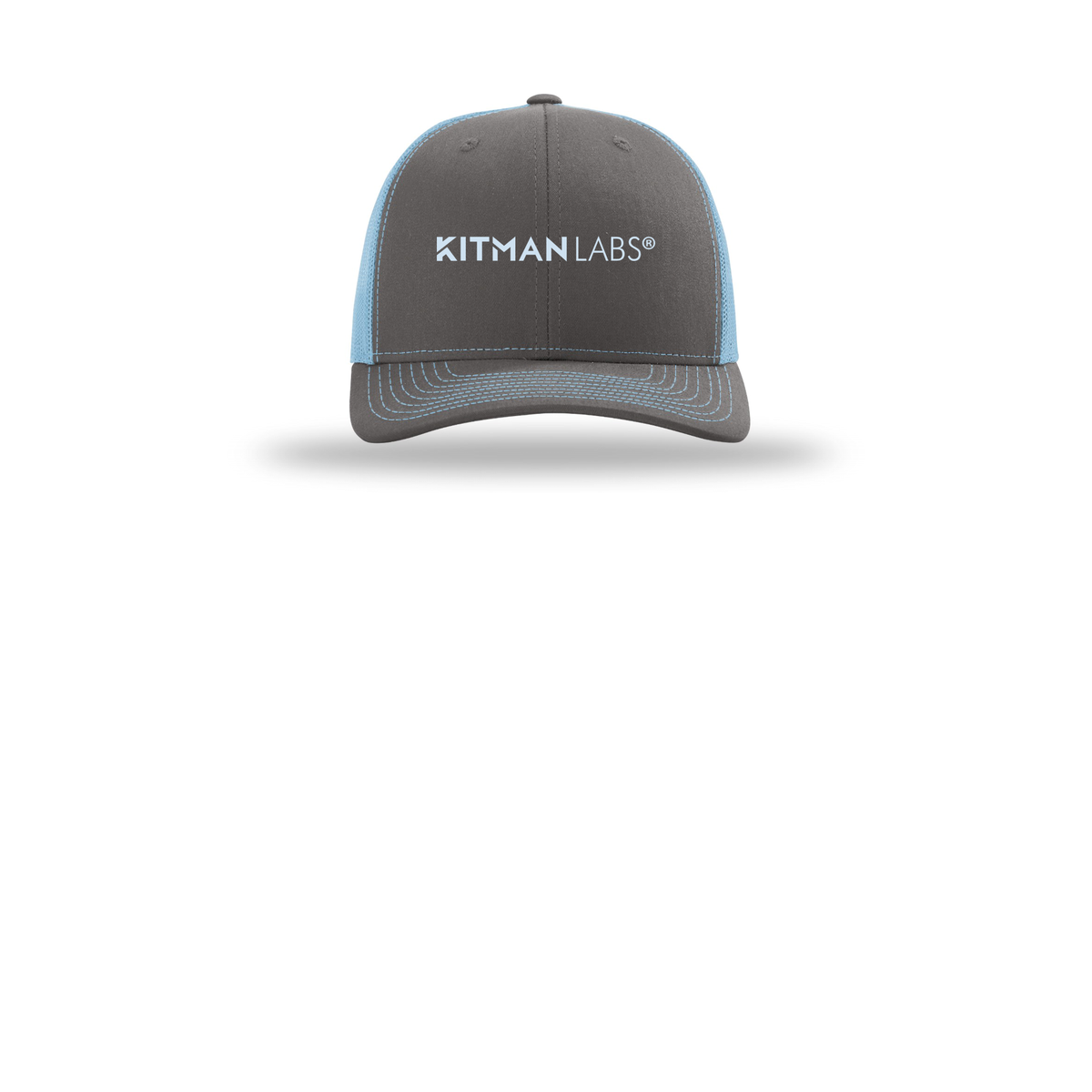 kitmanlabs-richardson-trucker-cap-embroidery-capfront-R112-charcoalcolumbiablue-flat-front