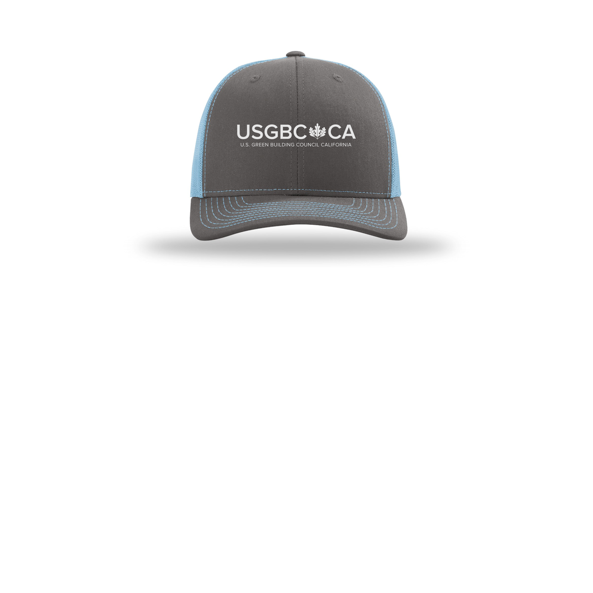 usgbc-ca-richardson-trucker-cap-embroidery-capfront-R112-charcoalcolumbiablue-flat-front