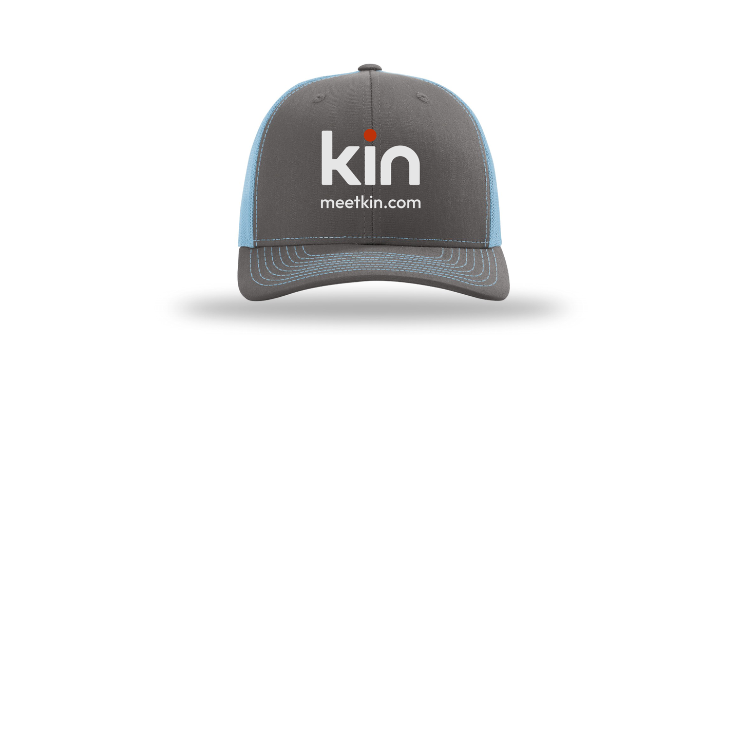 kin-richardson-trucker-cap-embroidery-capfront-R112-charcoalcolumbiablue-flat-front