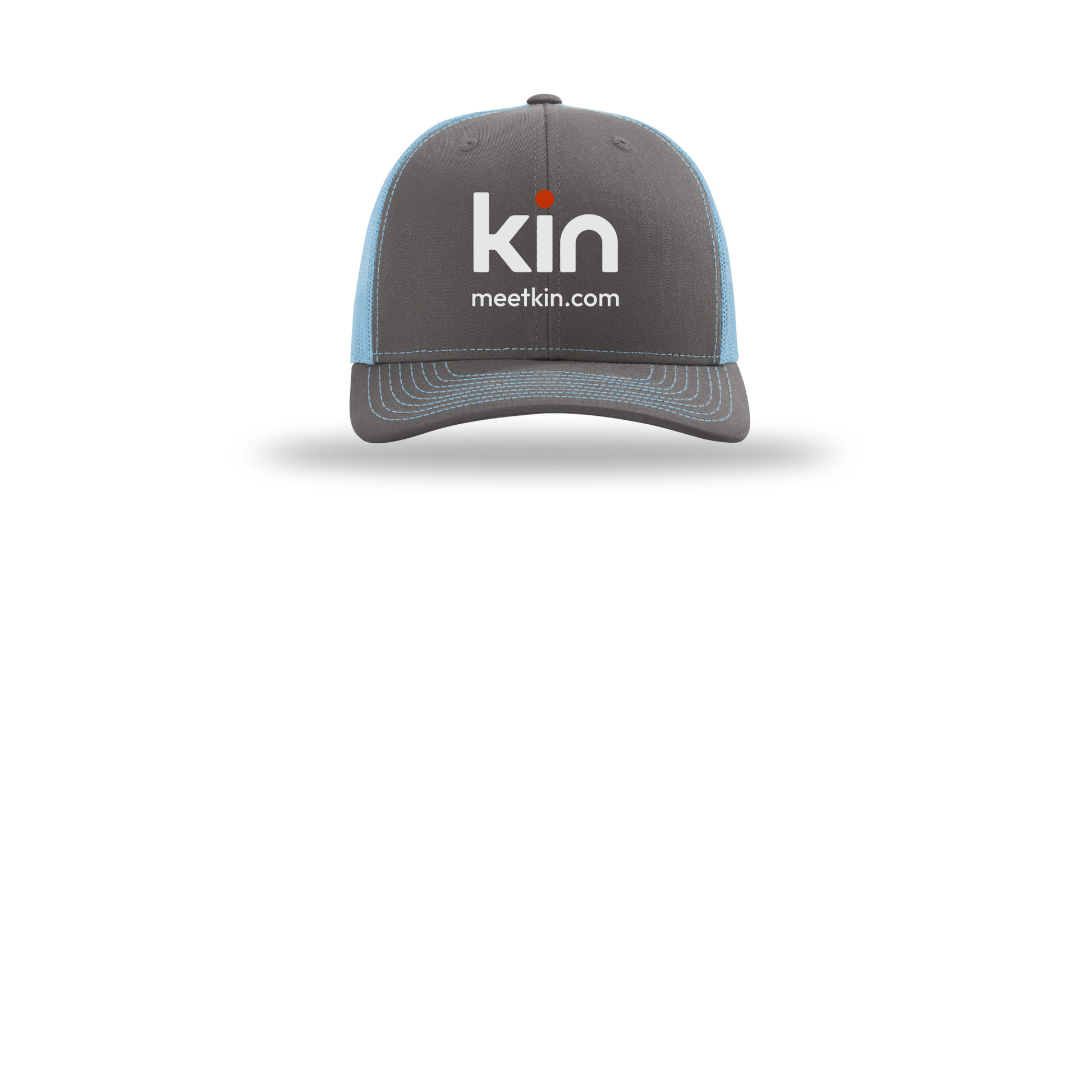 kin-richardson-trucker-cap-embroidery-capfront-R112-charcoalcolumbiablue-flat-front