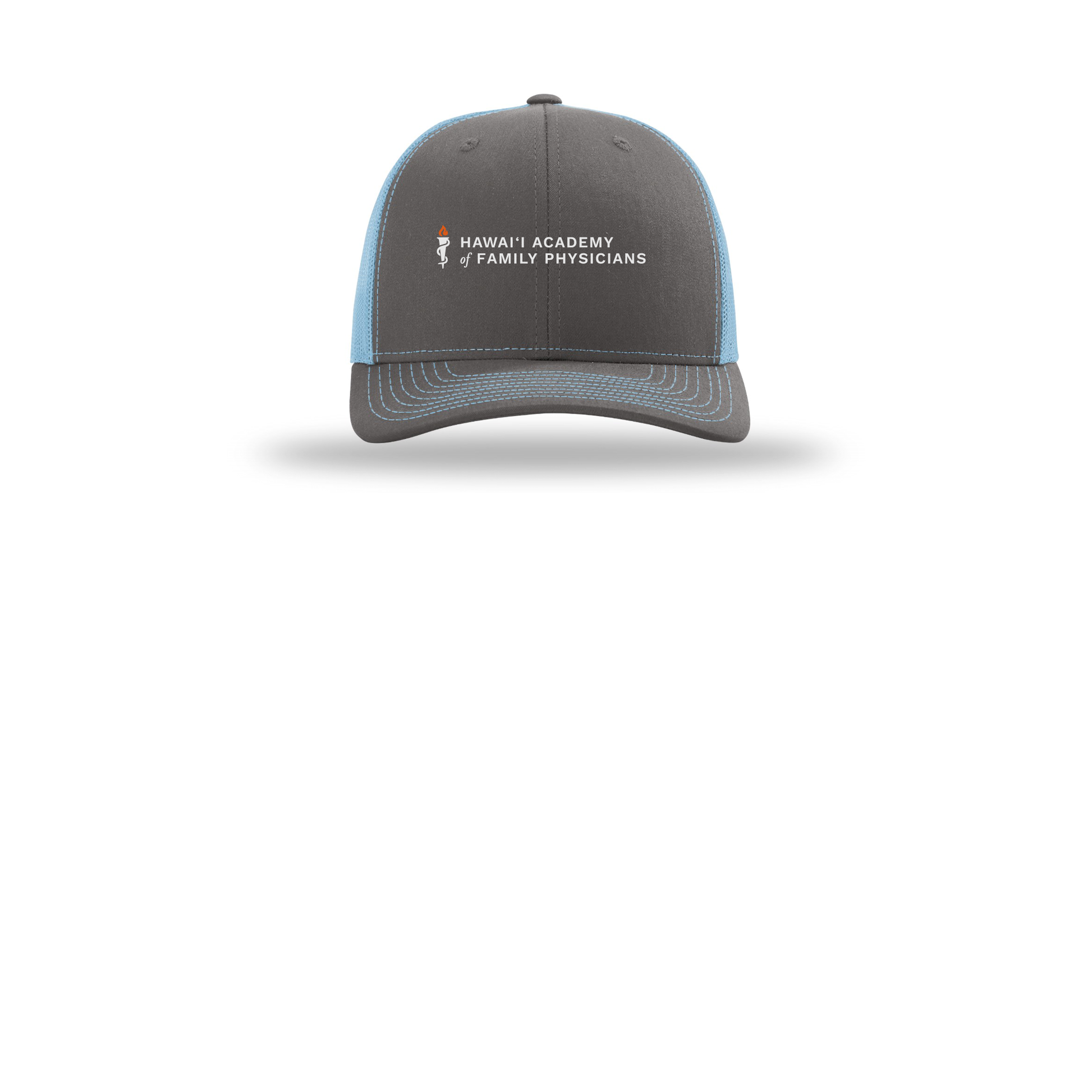 hafp-richardson-trucker-cap-embroidery-capfront-R112-charcoalcolumbiablue-flat-front