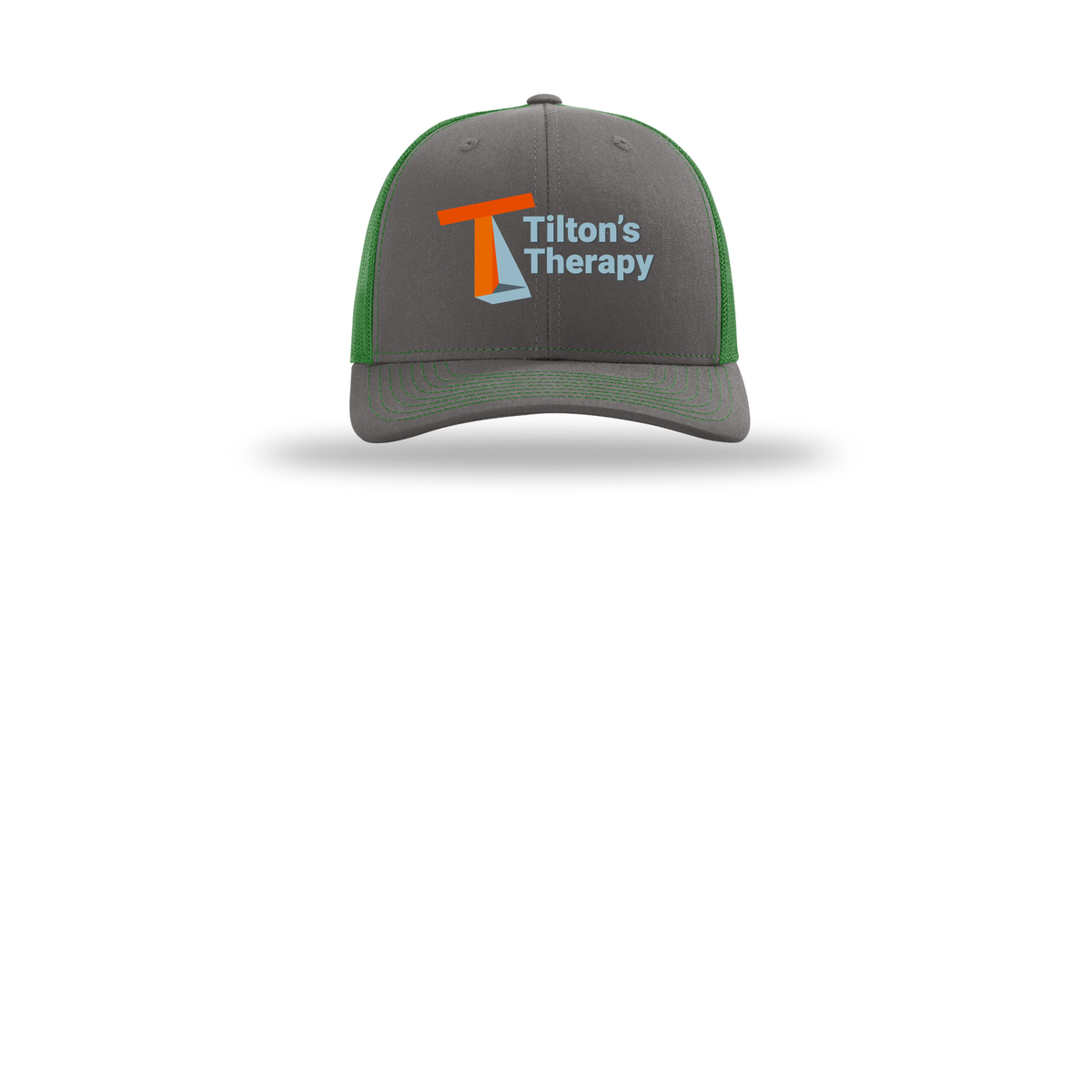 tiltonstherapy-richardson-trucker-cap-embroidery-capfront-R112-charcoalkelly-flat-front