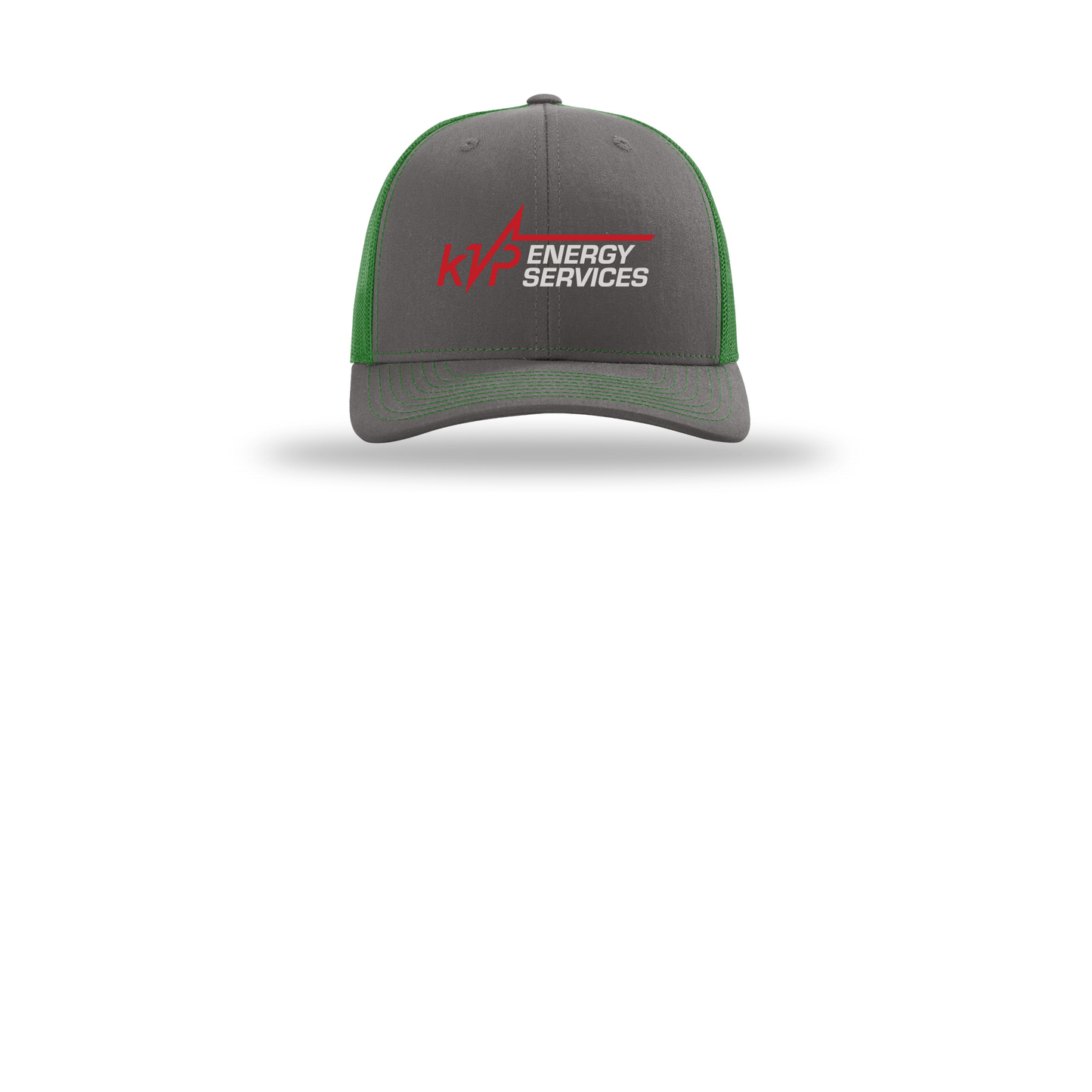 kvpenergy-richardson-trucker-cap-embroidery-capfront-R112-charcoalkelly-flat-front