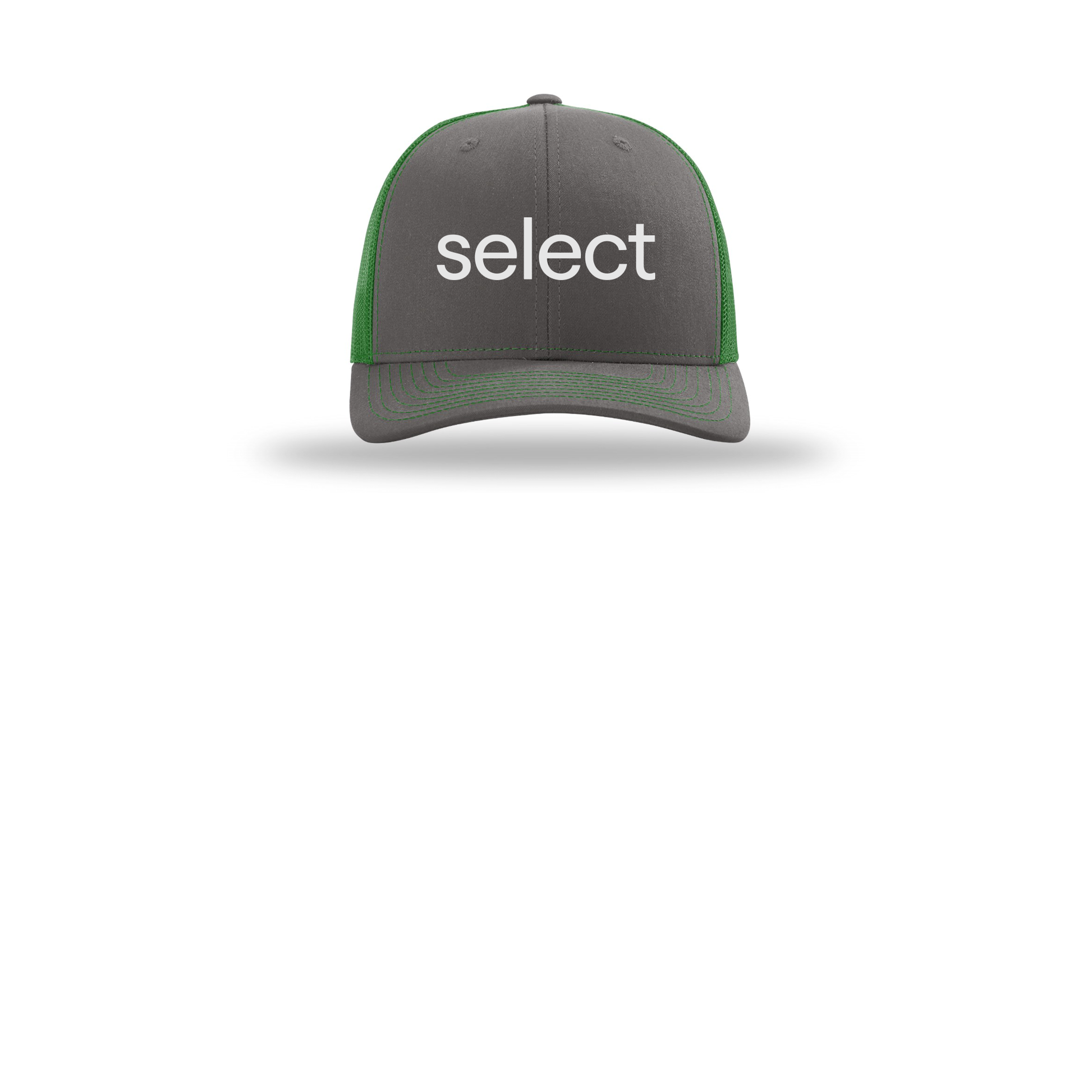 meetselect-richardson-trucker-cap-embroidery-capfront-R112-charcoalkelly-flat-front