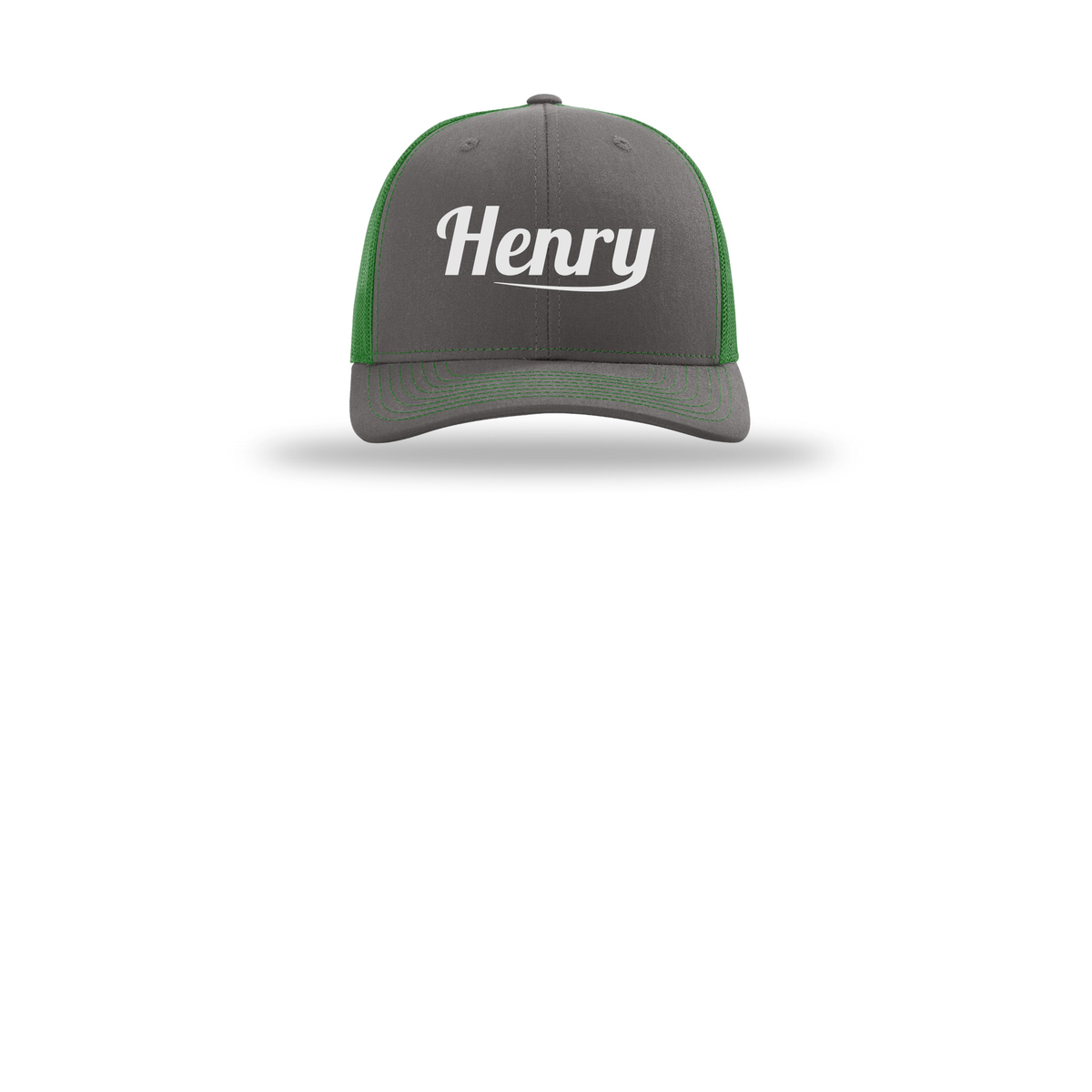 henrymeds-richardson-trucker-cap-embroidery-capfront-R112-charcoalkelly-flat-front