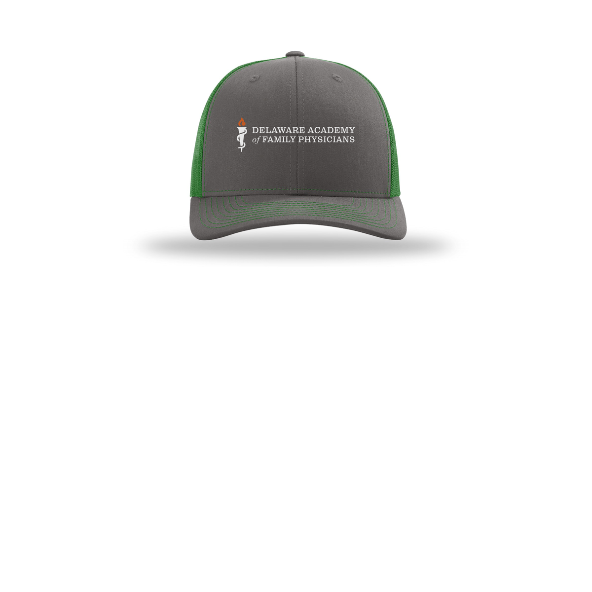delfamdoc-richardson-trucker-cap-embroidery-capfront-R112-charcoalkelly-flat-front