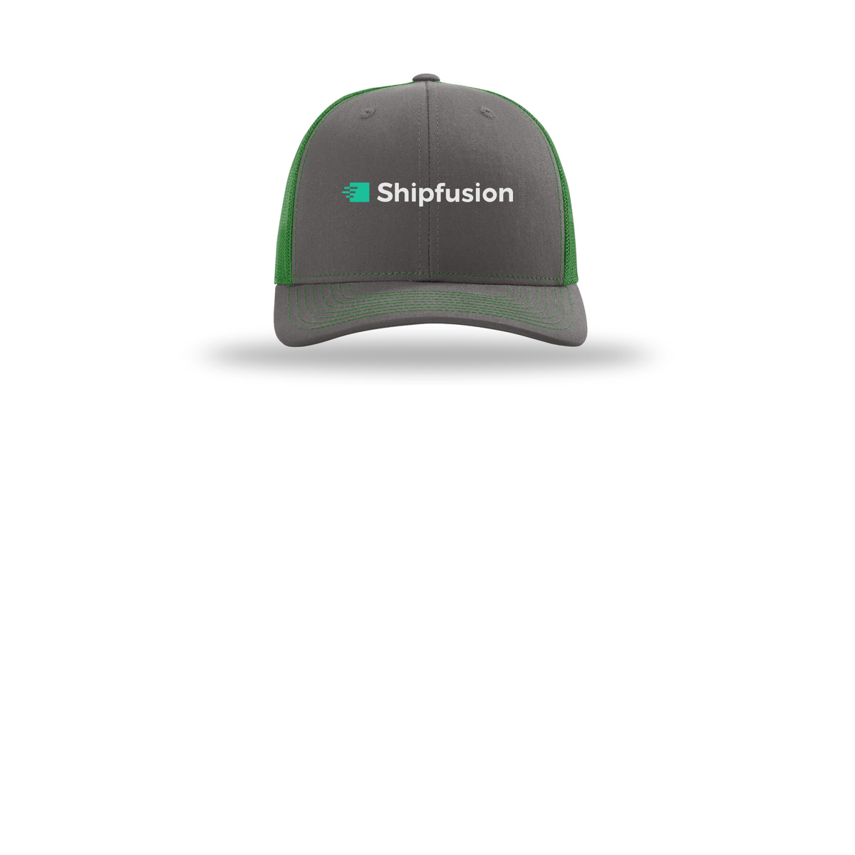 shipfusion-richardson-trucker-cap-embroidery-capfront-R112-charcoalkelly-flat-front