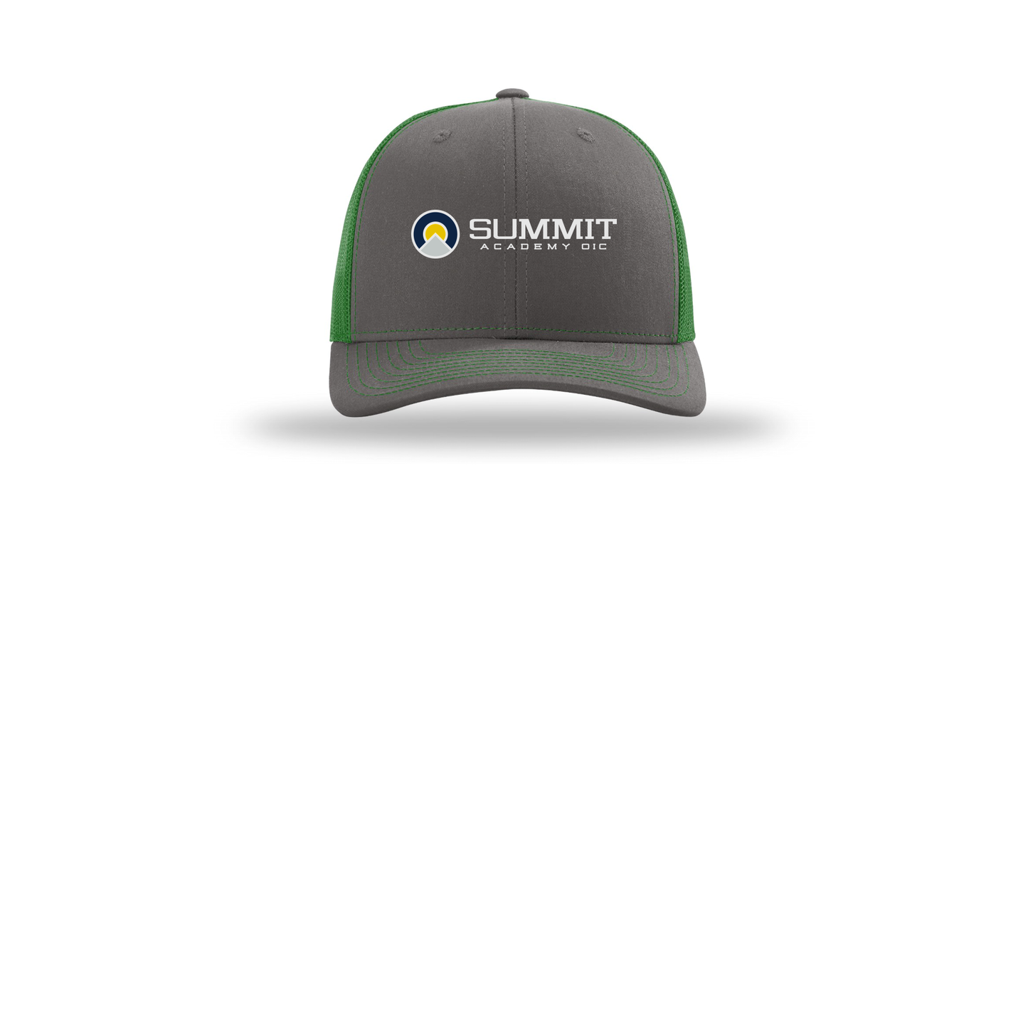 saoic-richardson-trucker-cap-embroidery-capfront-R112-charcoalkelly-flat-front