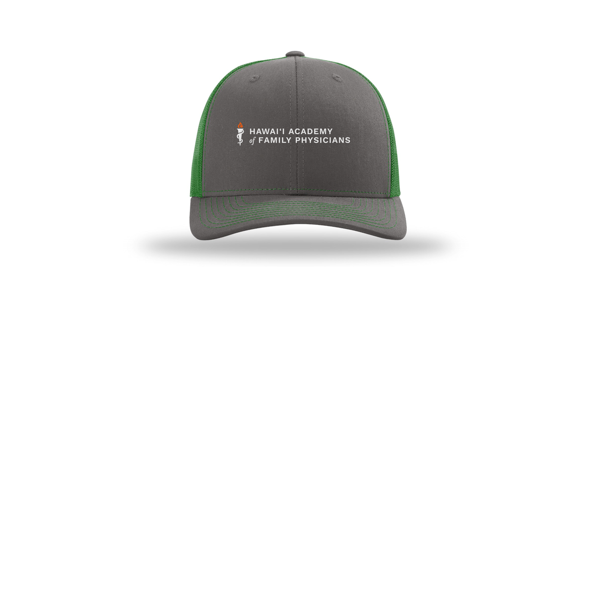 hafp-richardson-trucker-cap-embroidery-capfront-R112-charcoalkelly-flat-front