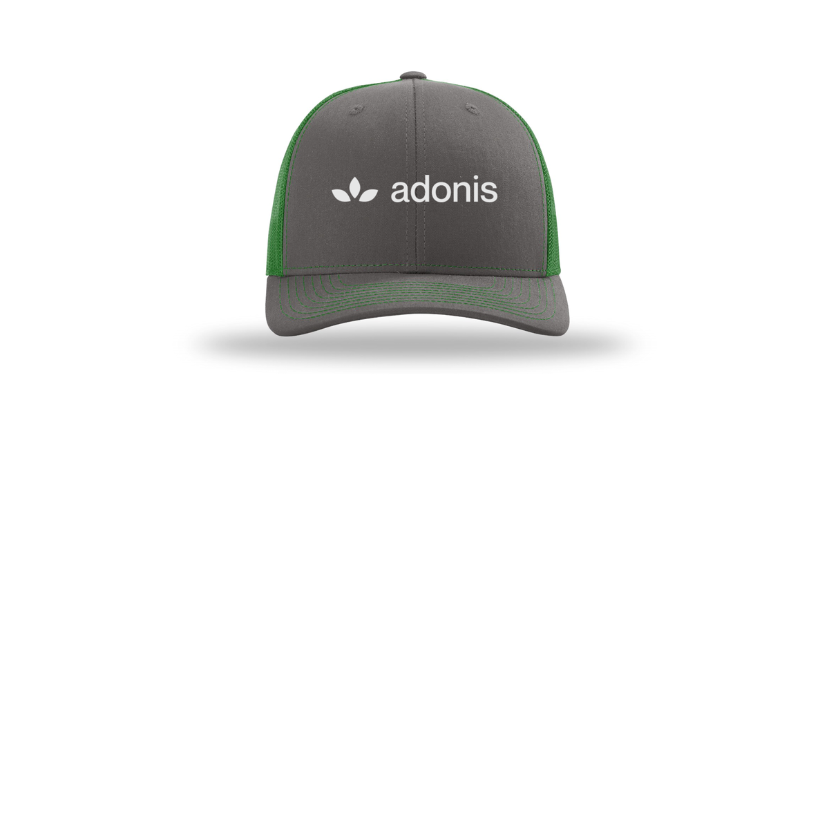 adonis-richardson-trucker-cap-embroidery-capfront-R112-charcoalkelly-flat-front
