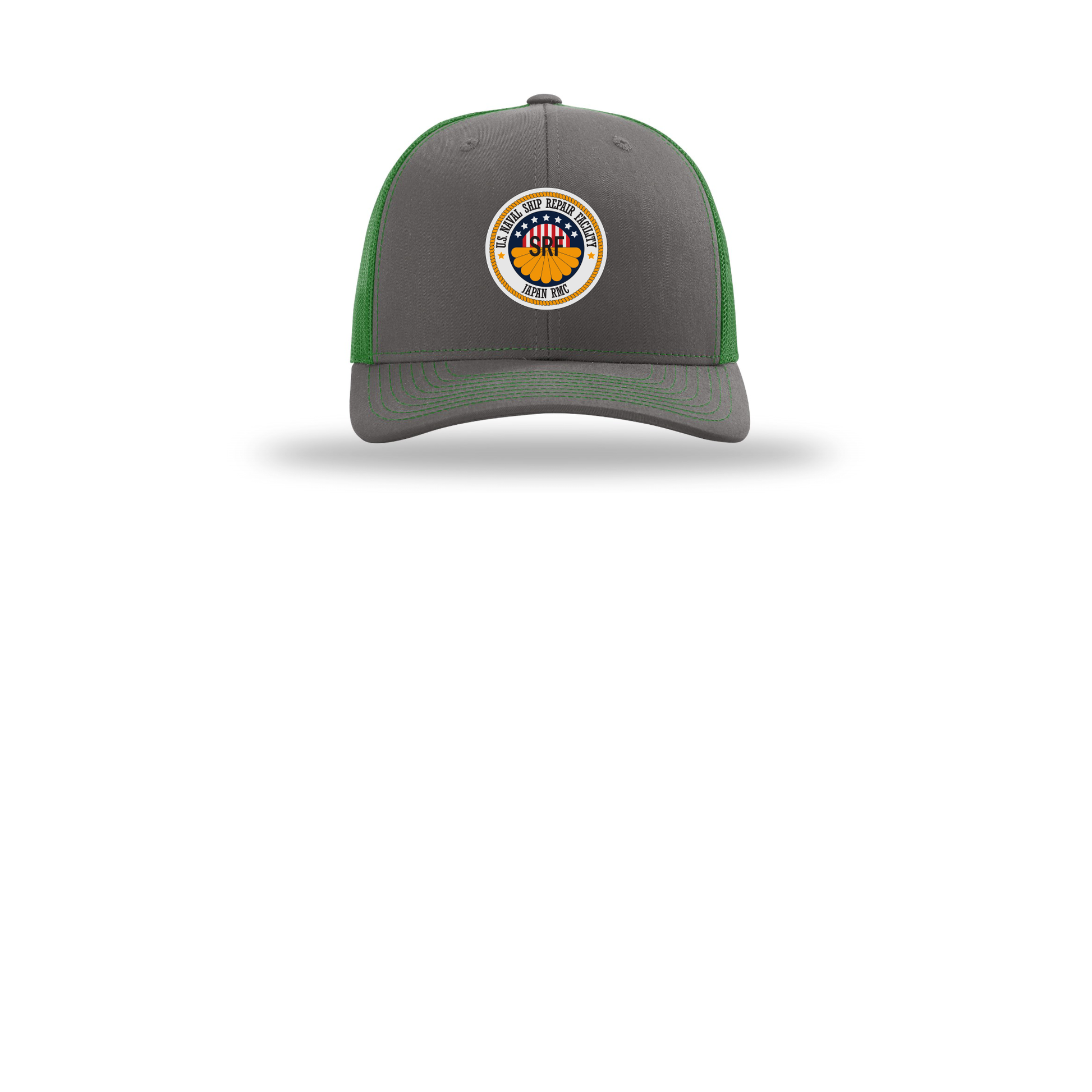 srf-jrmc-richardson-trucker-cap-embroidery-capfront-R112-charcoalkelly-flat-front
