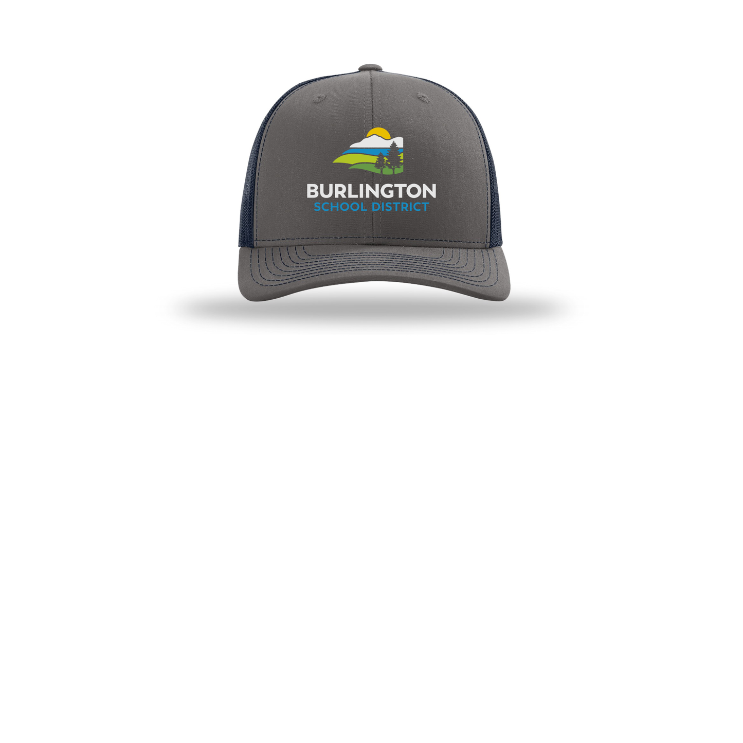 bsdvt-richardson-trucker-cap-embroidery-capfront-R112-charcoalnavy-flat-front