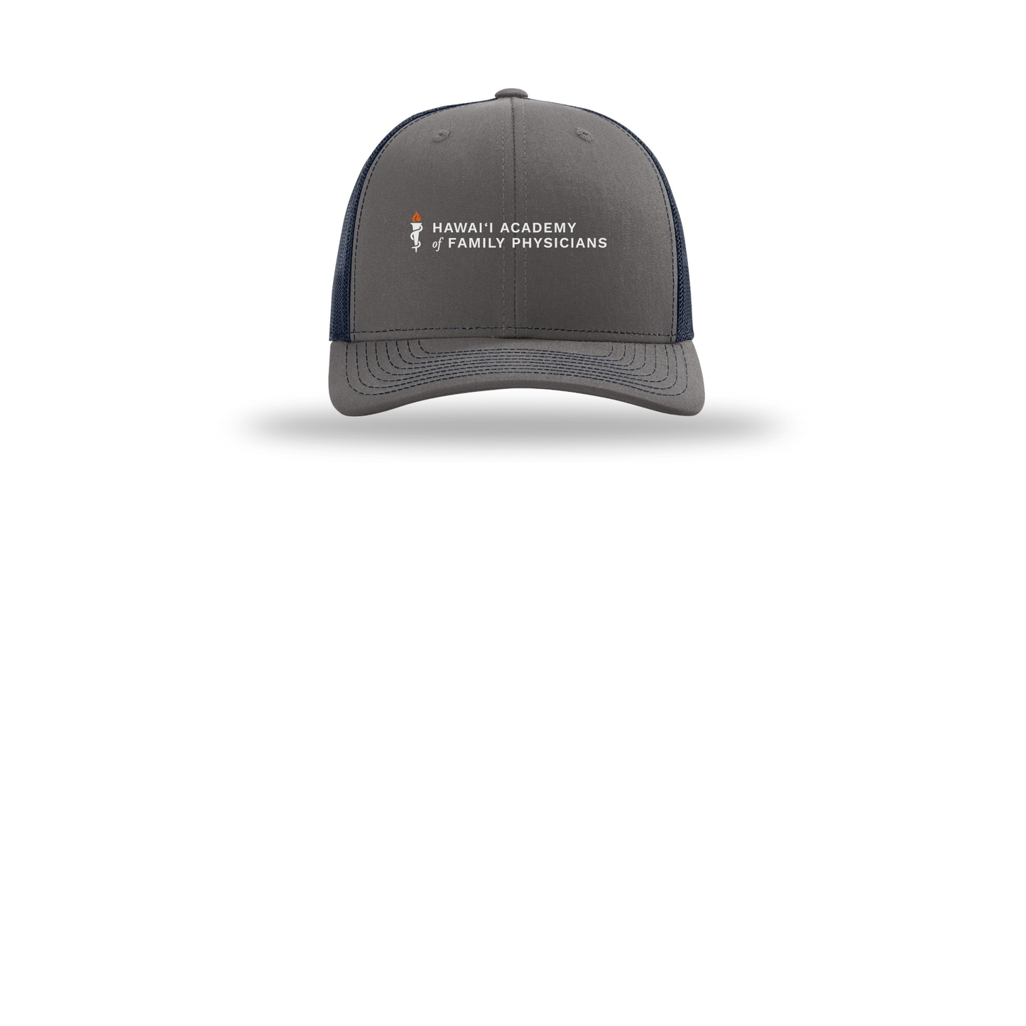 hafp-richardson-trucker-cap-embroidery-capfront-R112-charcoalnavy-flat-front