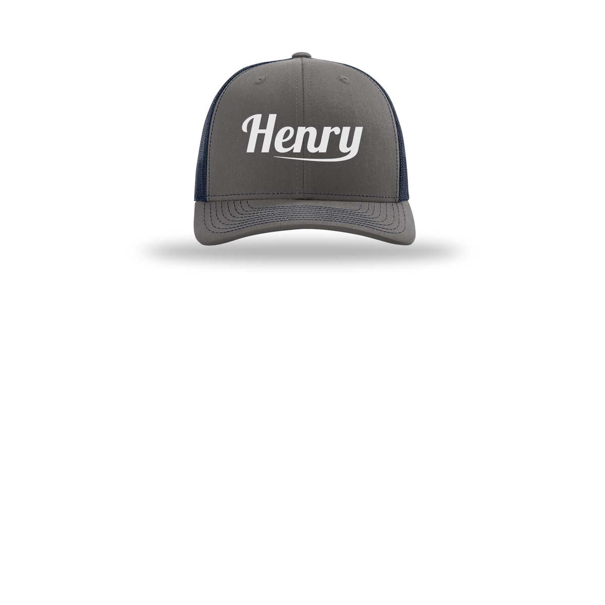 henrymeds-richardson-trucker-cap-embroidery-capfront-R112-charcoalnavy-flat-front