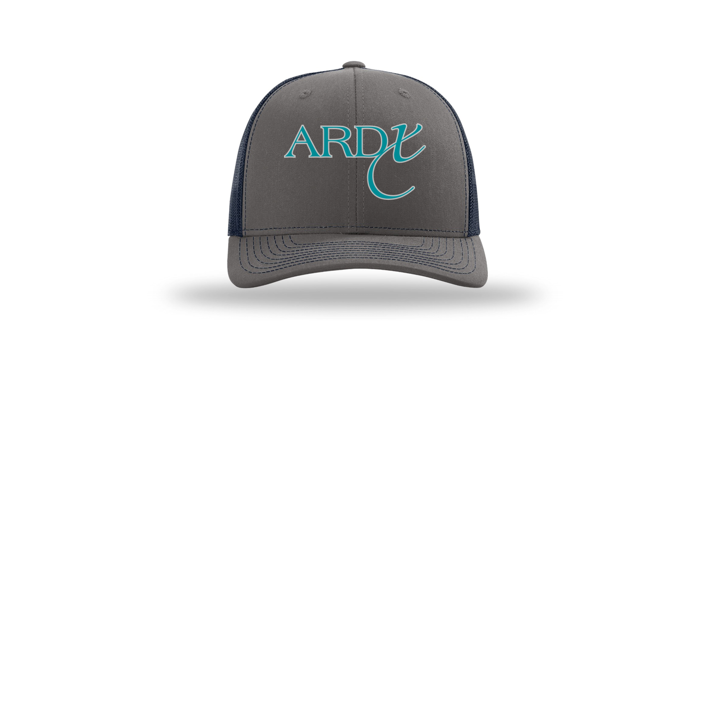 ardx-richardson-trucker-cap-embroidery-capfront-R112-charcoalnavy-flat-front