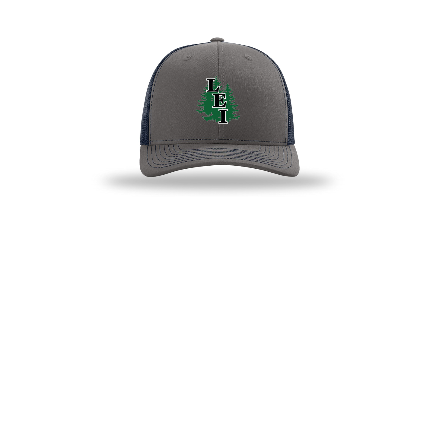 leisite-richardson-trucker-cap-embroidery-capfront-R112-charcoalnavy-flat-front