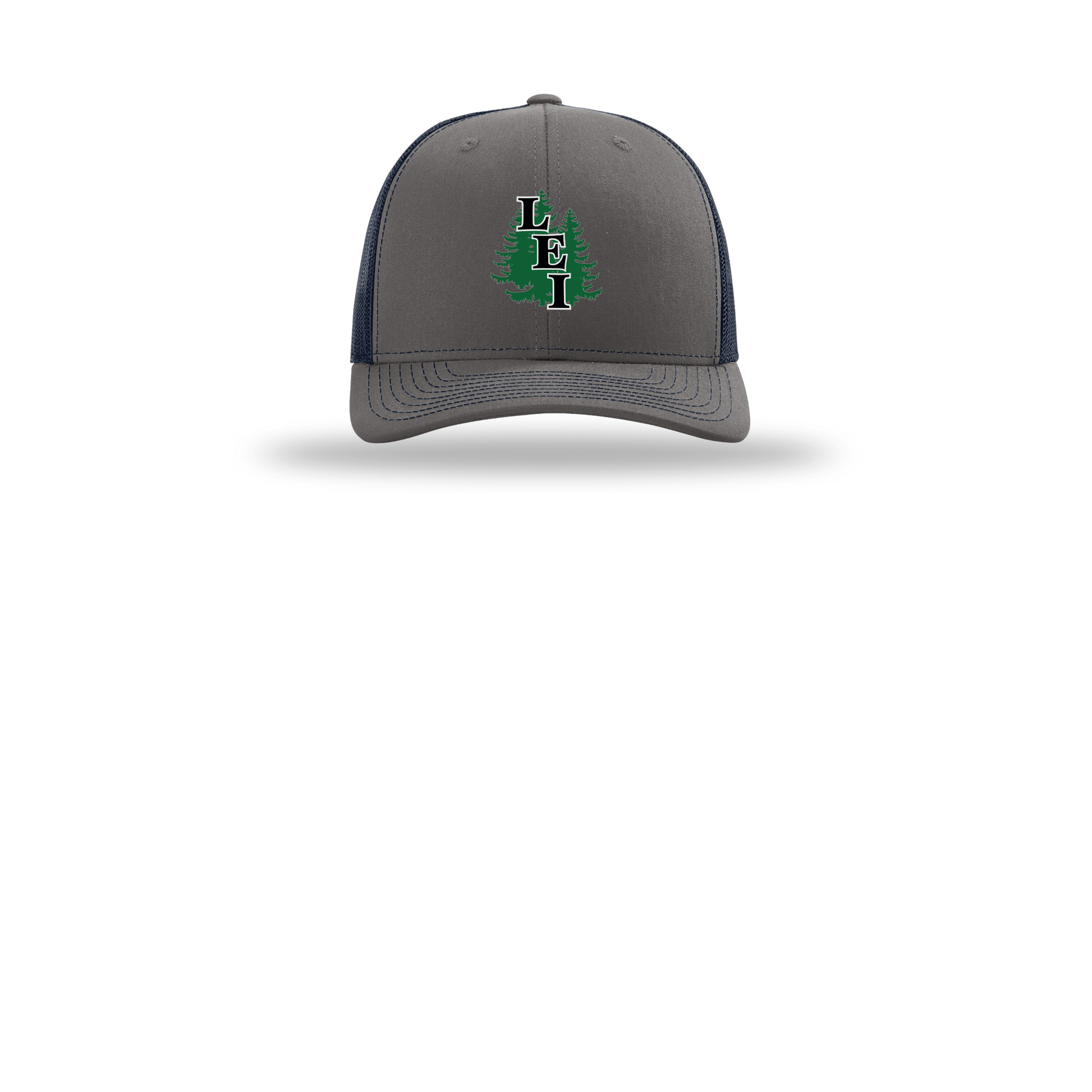leisite-richardson-trucker-cap-embroidery-capfront-R112-charcoalnavy-flat-front