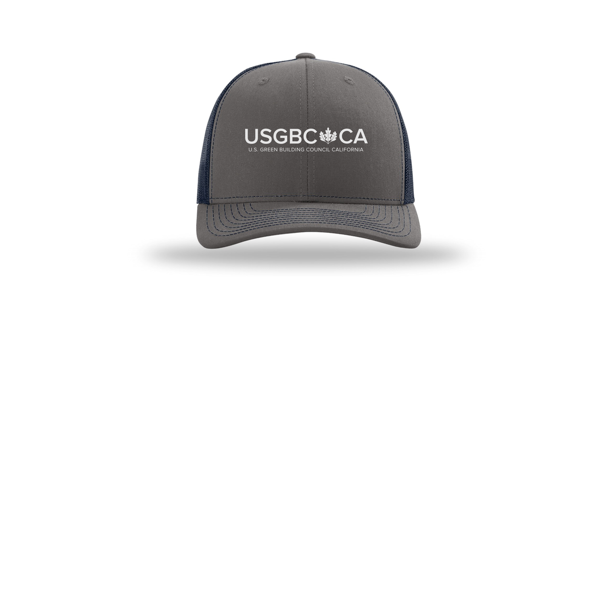 usgbc-ca-richardson-trucker-cap-embroidery-capfront-R112-charcoalnavy-flat-front