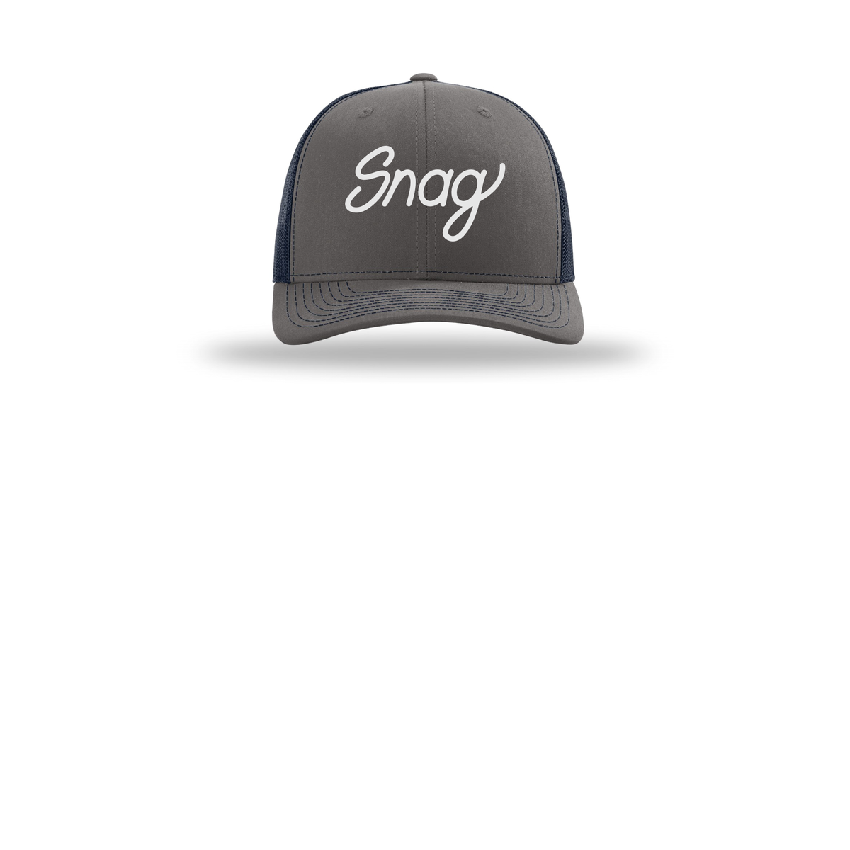 snagdelivery-richardson-trucker-cap-embroidery-capfront-R112-charcoalnavy-flat-front