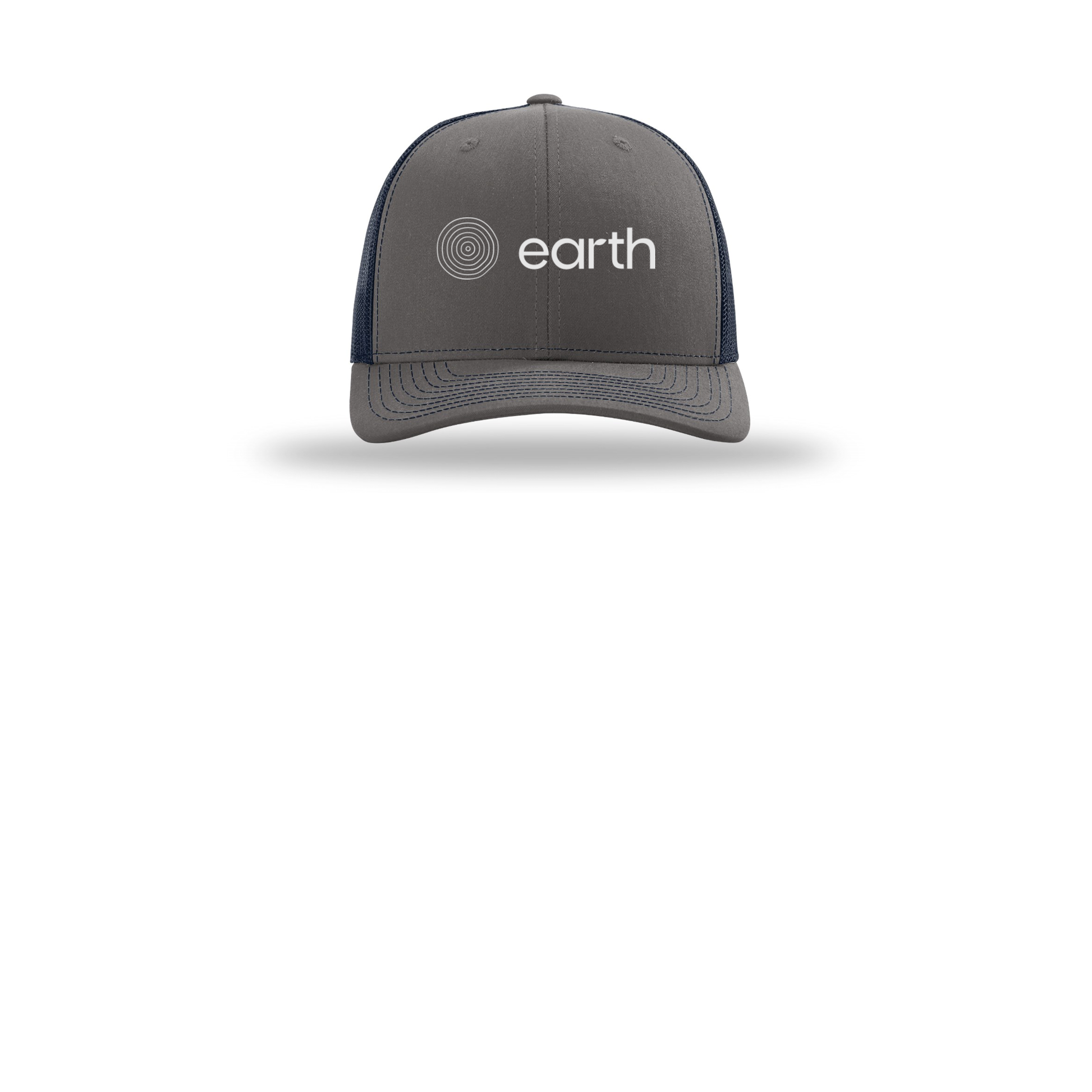 earthfuneral-richardson-trucker-cap-embroidery-capfront-R112-charcoalnavy-flat-front