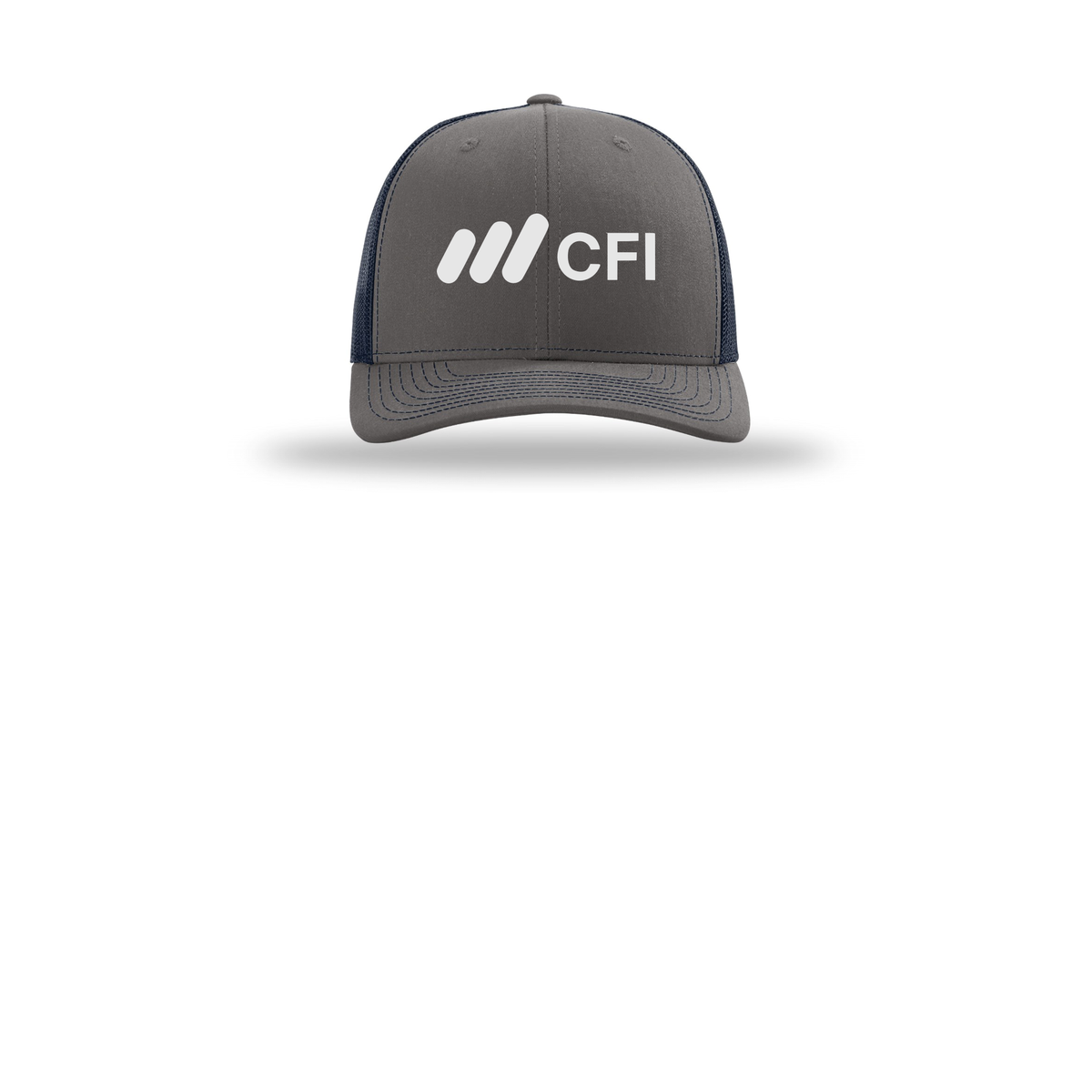 corporatefinanceinstitute-richardson-trucker-cap-embroidery-capfront-R112-charcoalnavy-flat-front