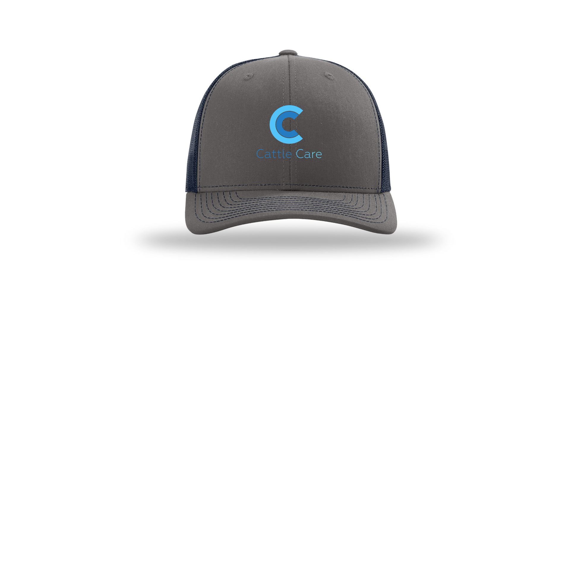 cattle-care-richardson-trucker-cap-embroidery-capfront-R112-charcoalnavy-flat-front