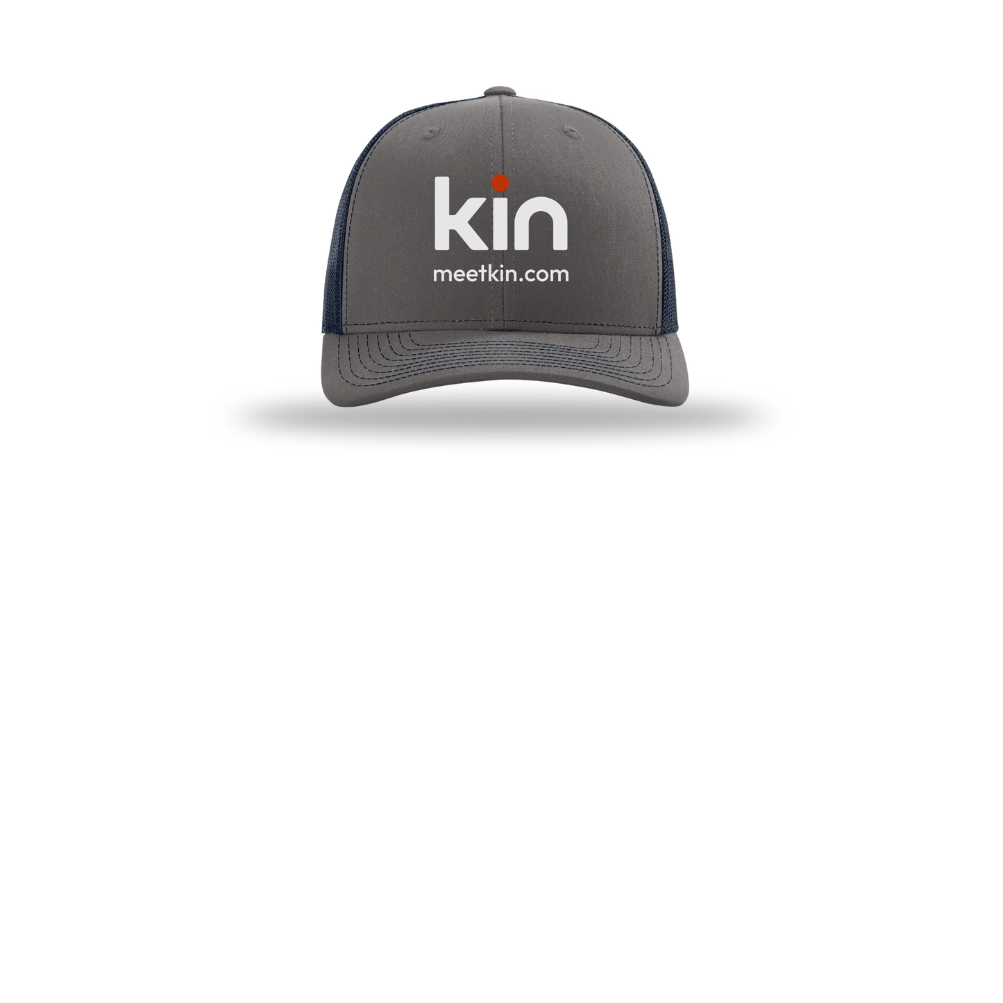 kin-richardson-trucker-cap-embroidery-capfront-R112-charcoalnavy-flat-front