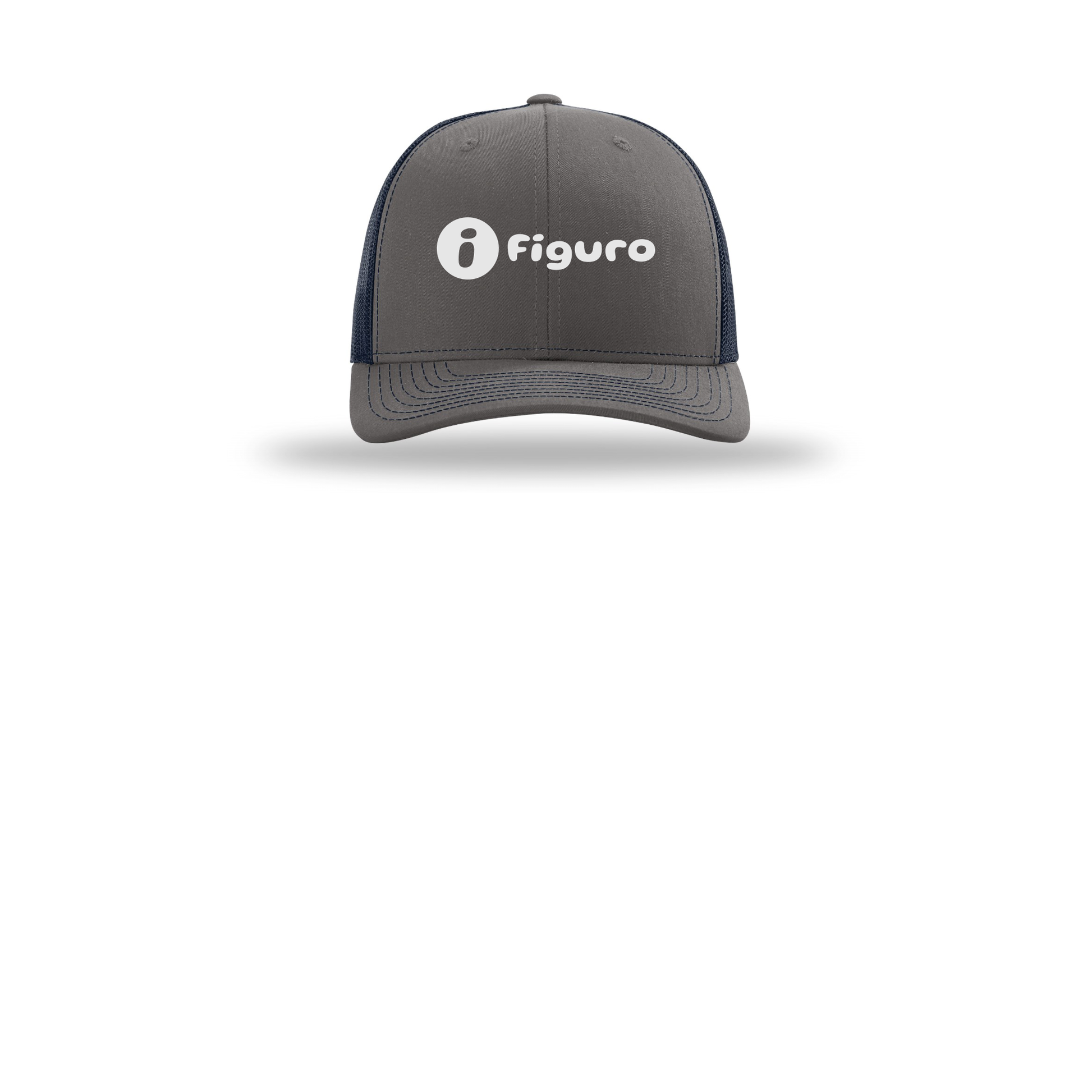 getfiguro-richardson-trucker-cap-embroidery-capfront-R112-charcoalnavy-flat-front
