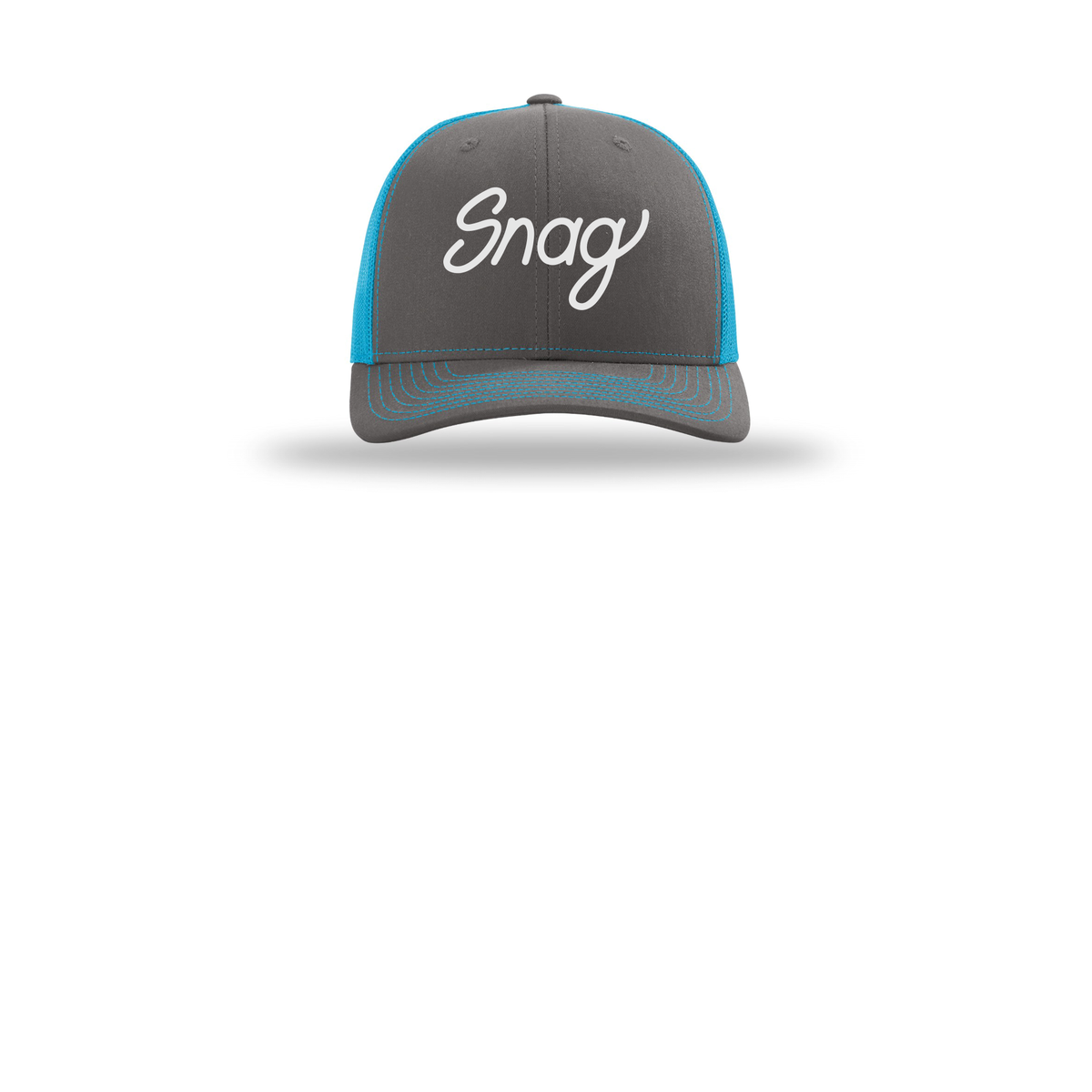 snagdelivery-richardson-trucker-cap-embroidery-capfront-R112-charcoalneonblue-flat-front