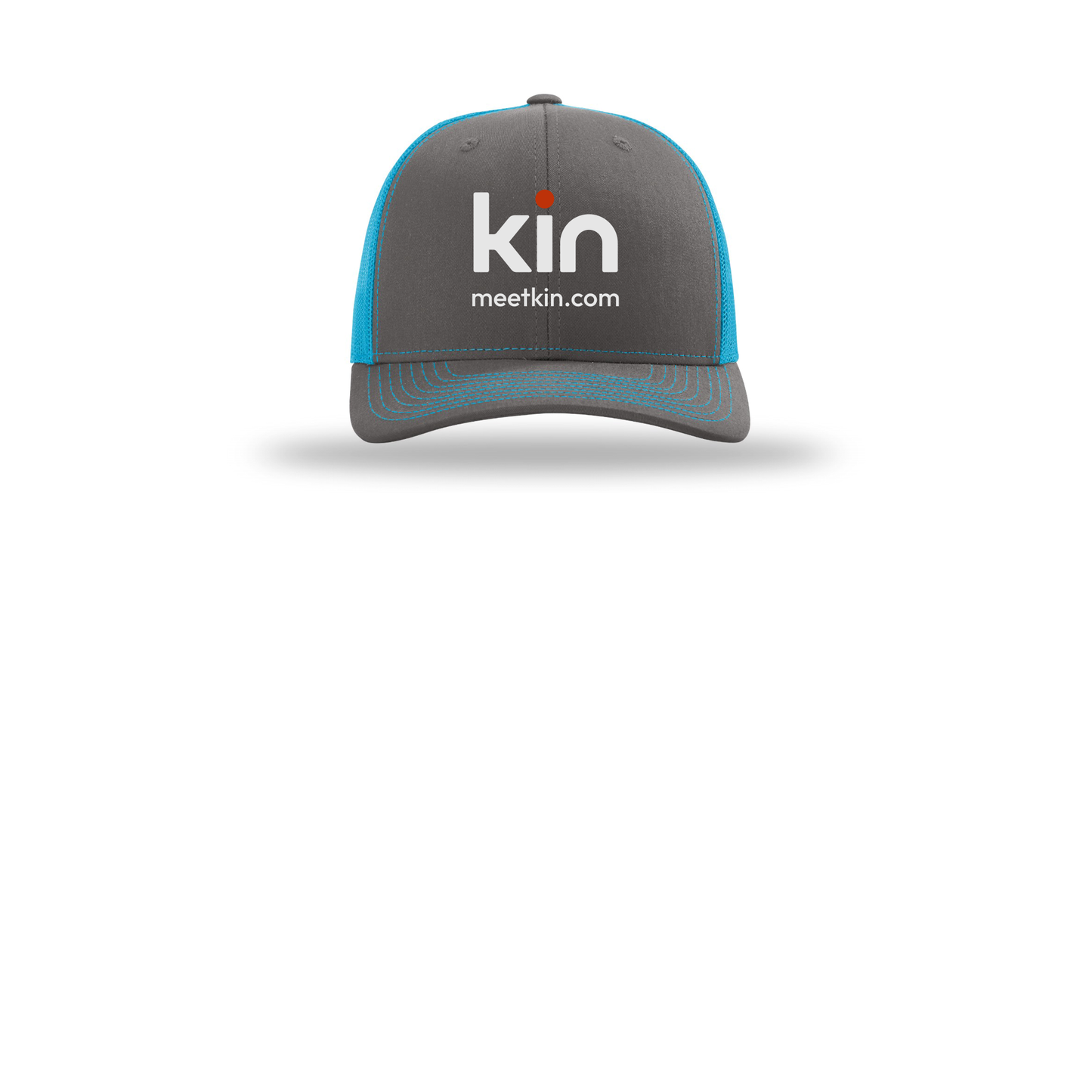 kin-richardson-trucker-cap-embroidery-capfront-R112-charcoalneonblue-flat-front