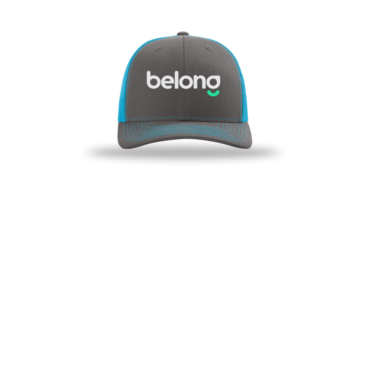 belonghome-richardson-trucker-cap-embroidery-capfront-R112-charcoalneonblue-flat-front