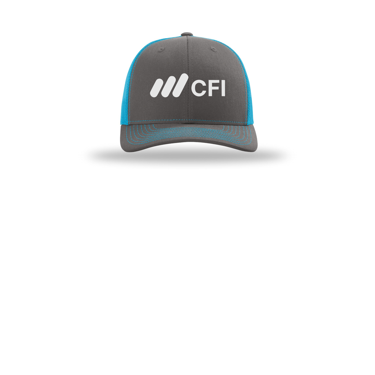 corporatefinanceinstitute-richardson-trucker-cap-embroidery-capfront-R112-charcoalneonblue-flat-front