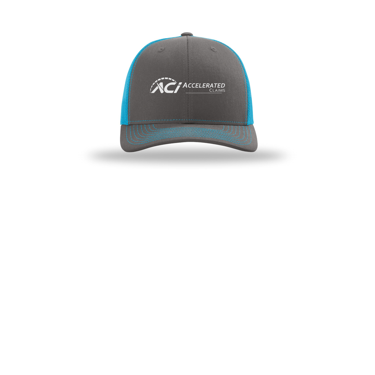 accelclaims-richardson-trucker-cap-embroidery-capfront-R112-charcoalneonblue-flat-front
