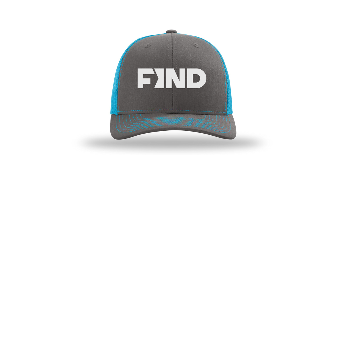 findrealestate-richardson-trucker-cap-embroidery-capfront-R112-charcoalneonblue-flat-front