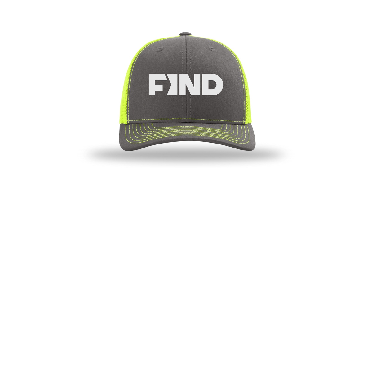 findrealestate-richardson-trucker-cap-embroidery-capfront-R112-charcoalneonyellow-flat-front
