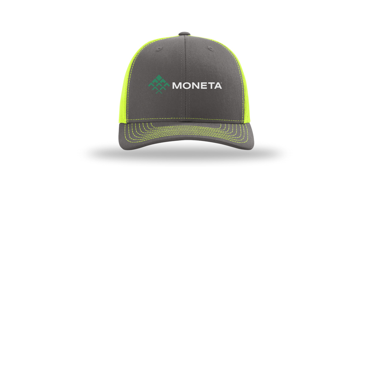 monetagroup-richardson-trucker-cap-embroidery-capfront-R112-charcoalneonyellow-flat-front