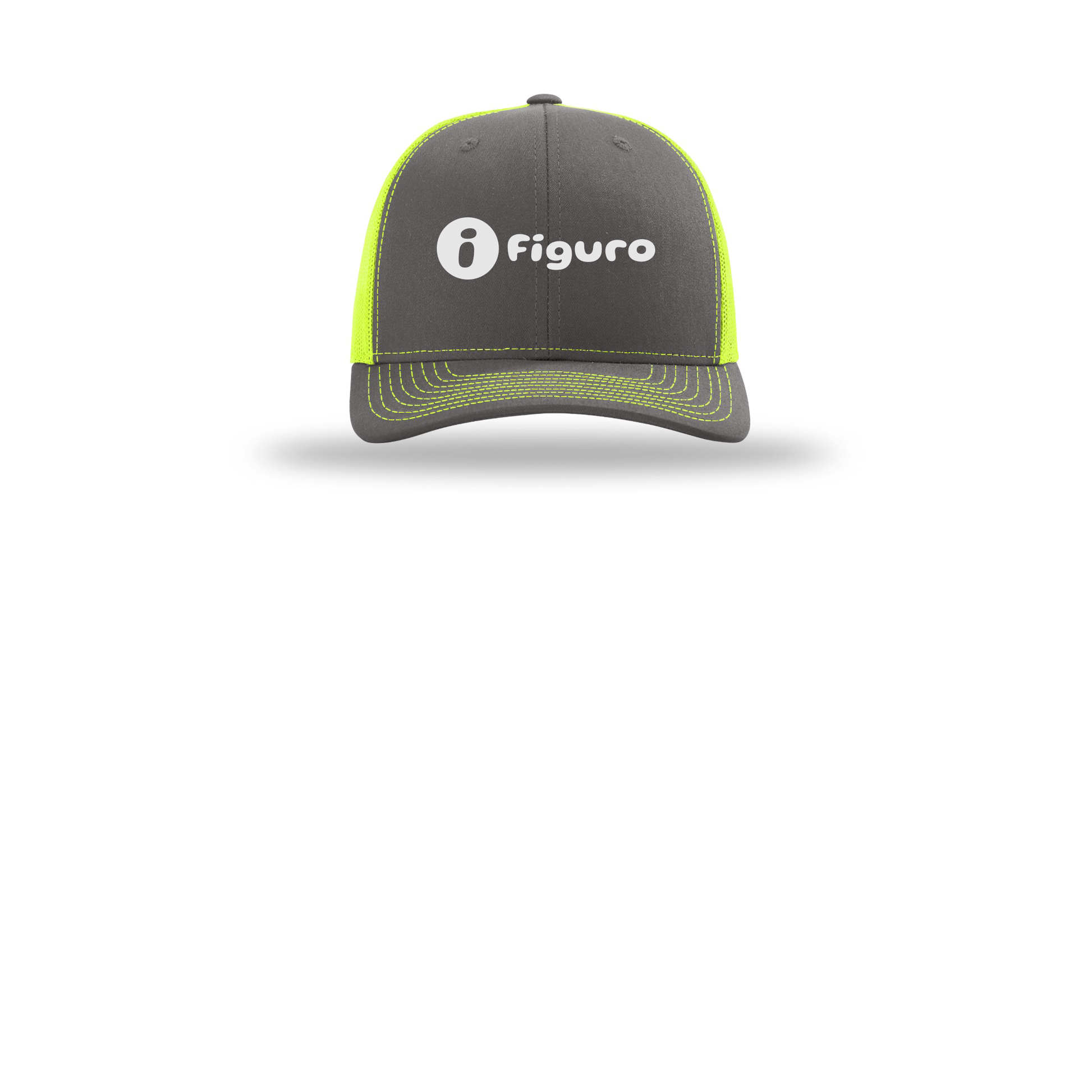 getfiguro-richardson-trucker-cap-embroidery-capfront-R112-charcoalneonyellow-flat-front