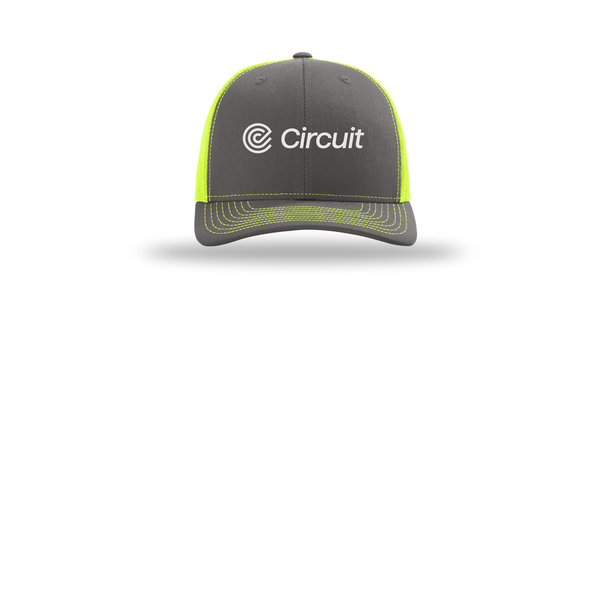 ridecircuit-richardson-trucker-cap-embroidery-capfront-R112-charcoalneonyellow-flat-front